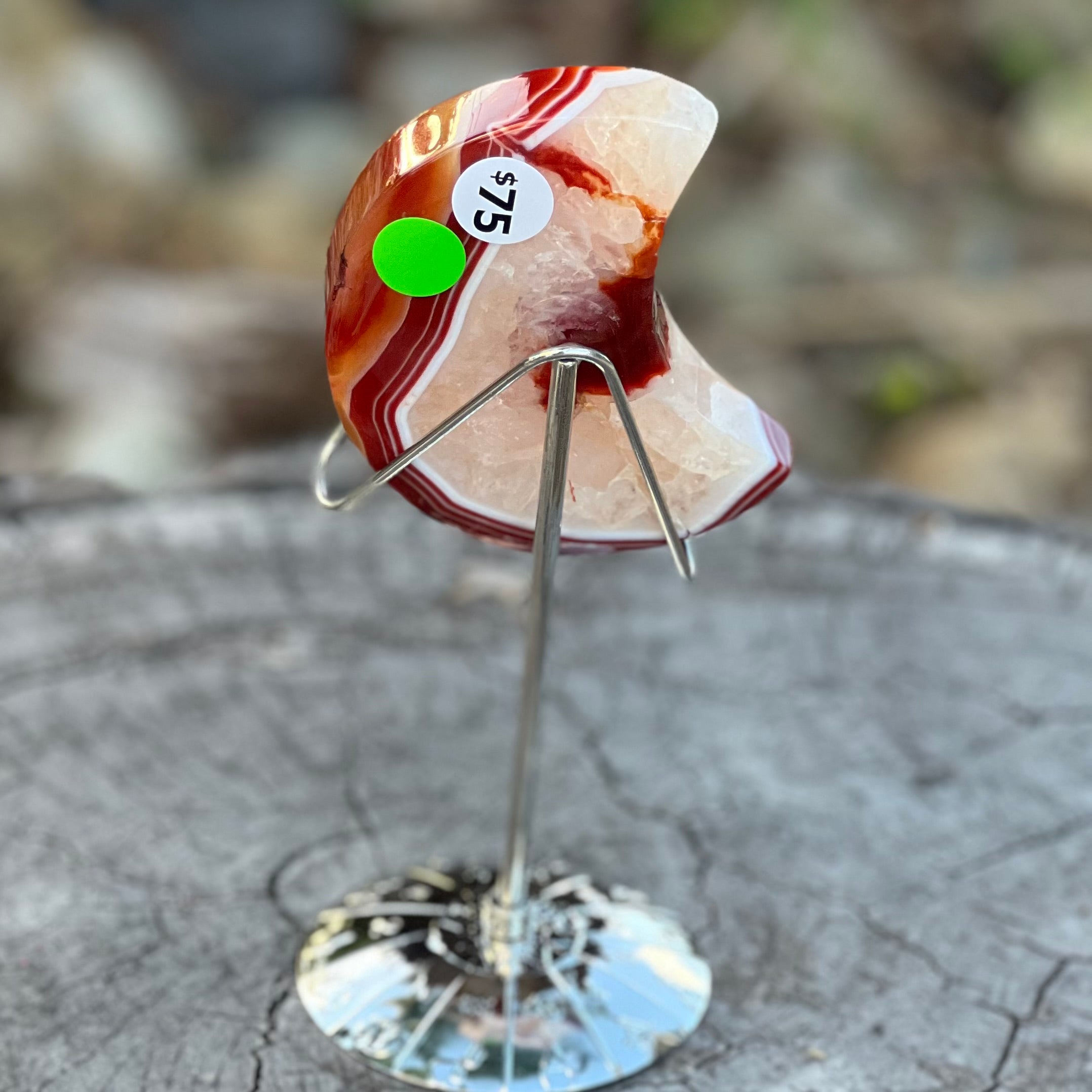 Carnelian Crescent Moon Carving