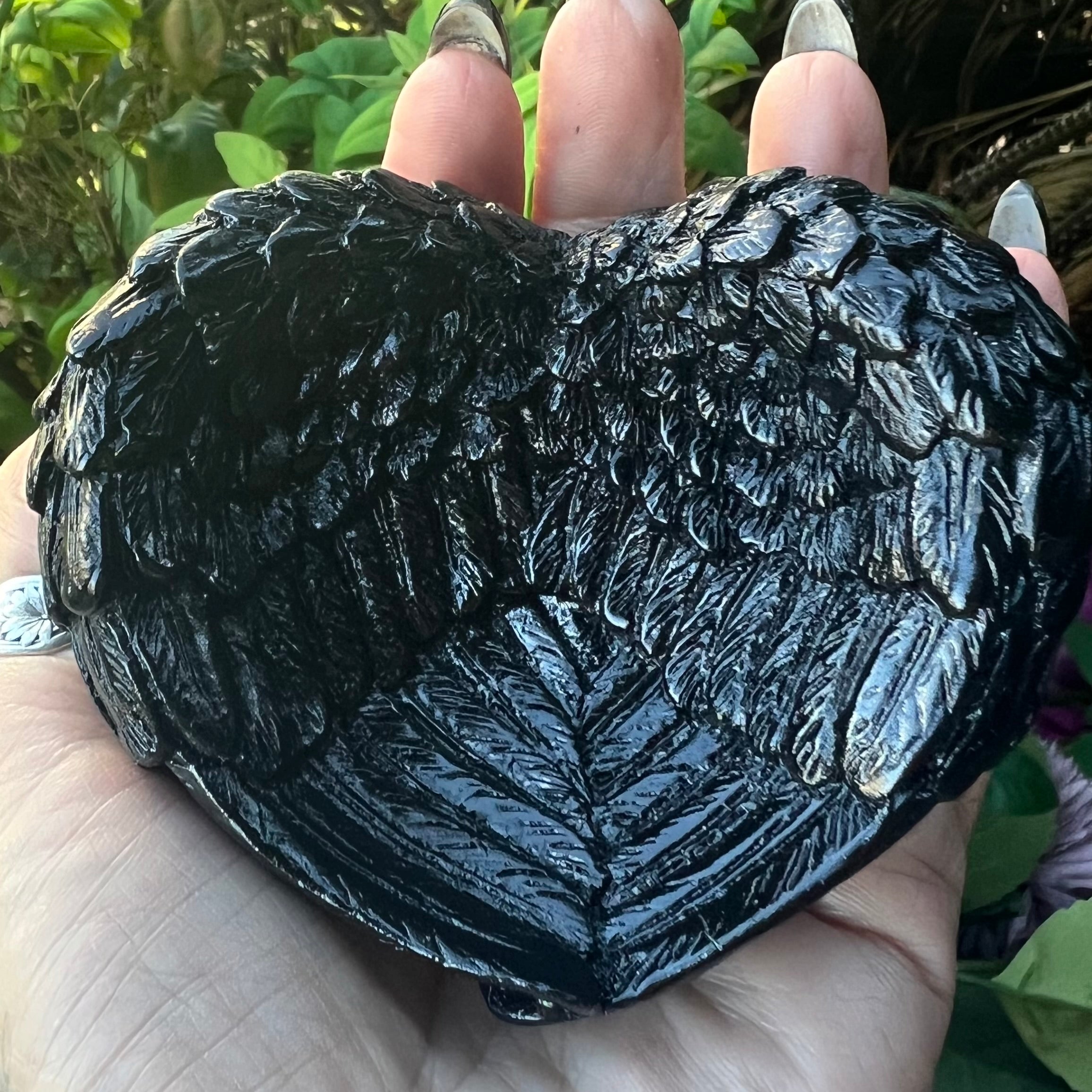 Angel Wing Heart Trinket Bowl ~ Black
