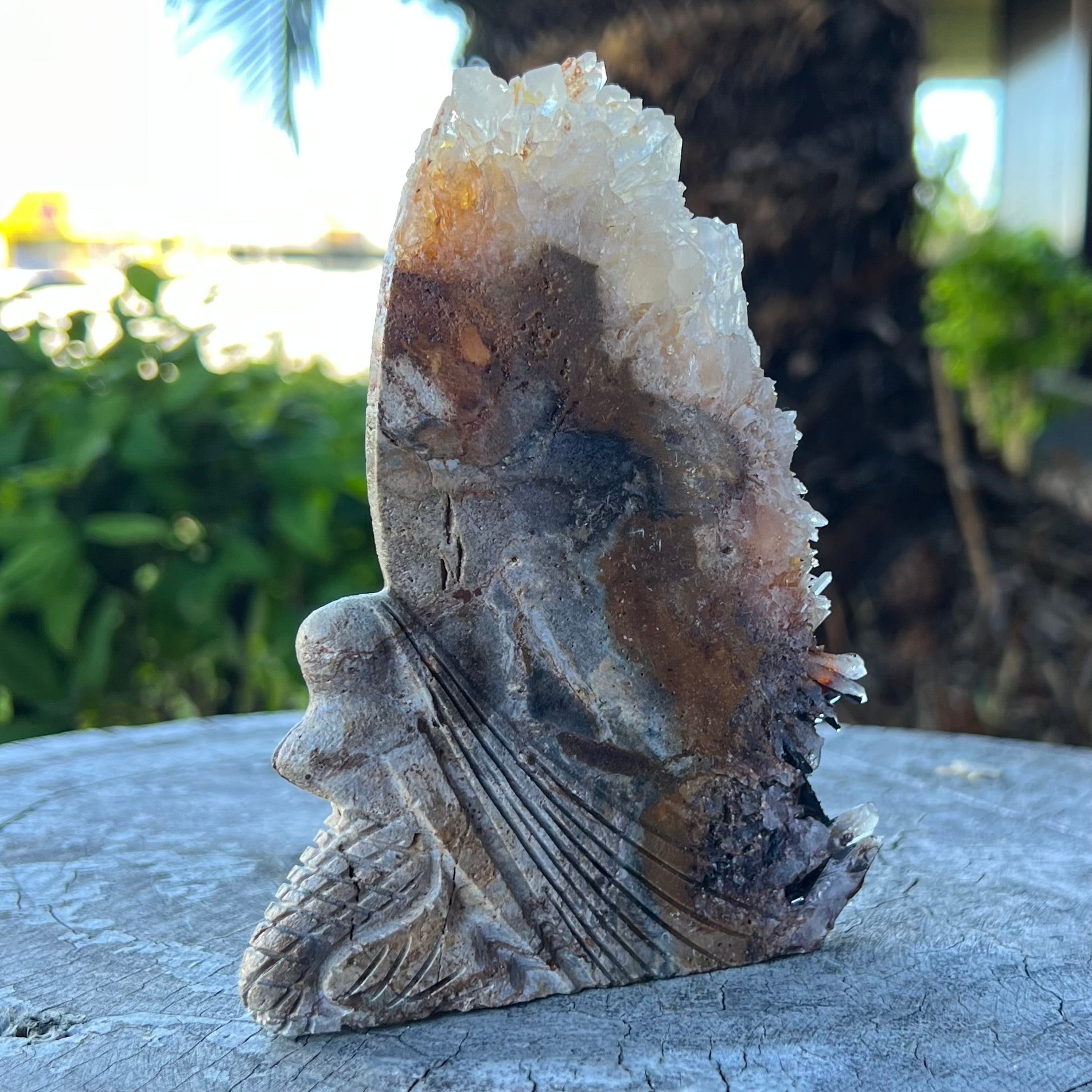 SALE ~ Clear Quartz Mermaid Butterly Carving