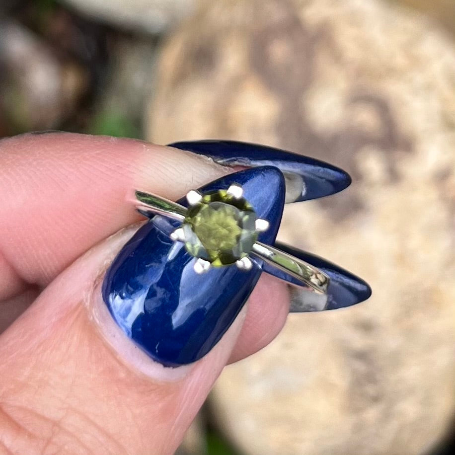 Moldavite Ring set in Sterling Silver size 7