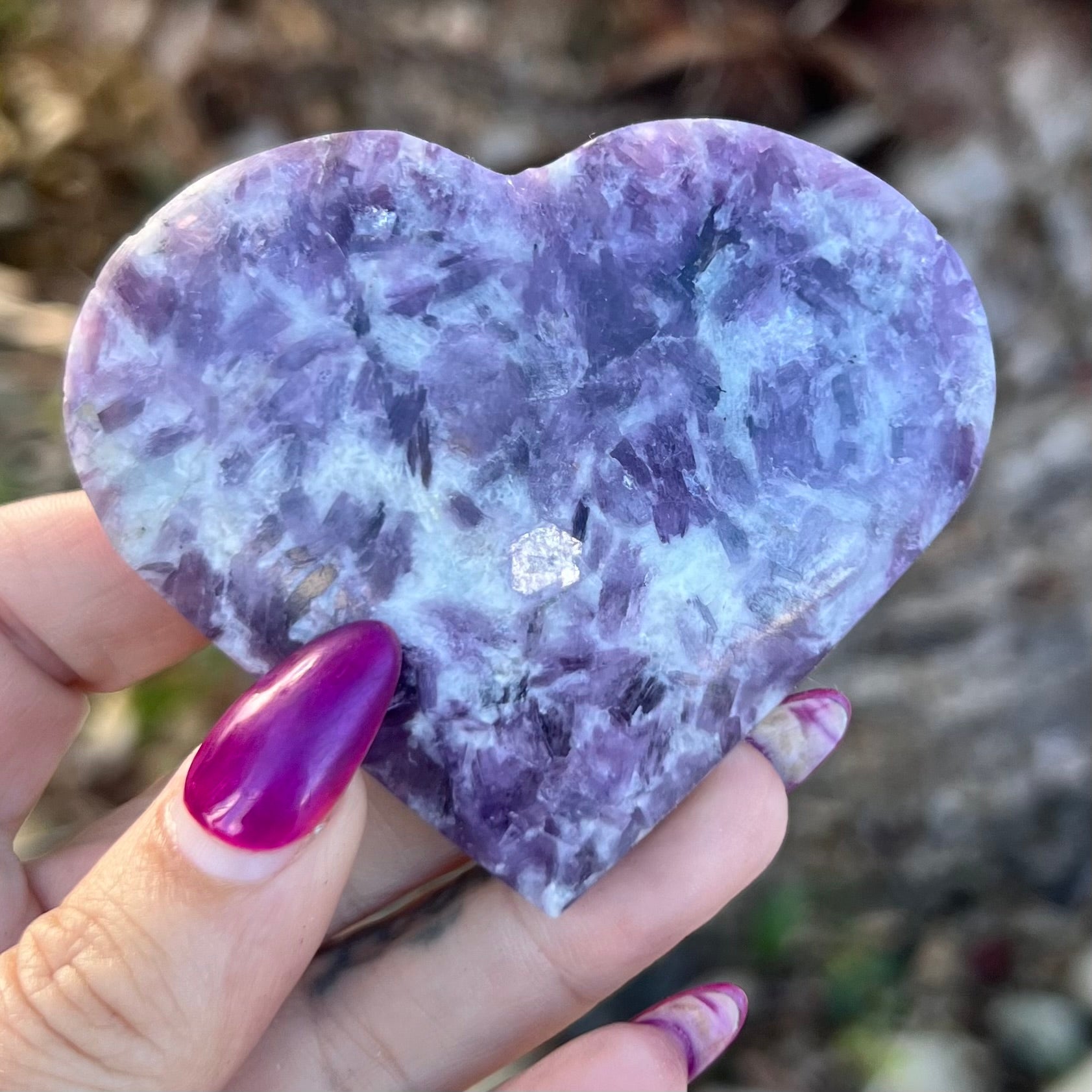 Lepidolite Heart Carving