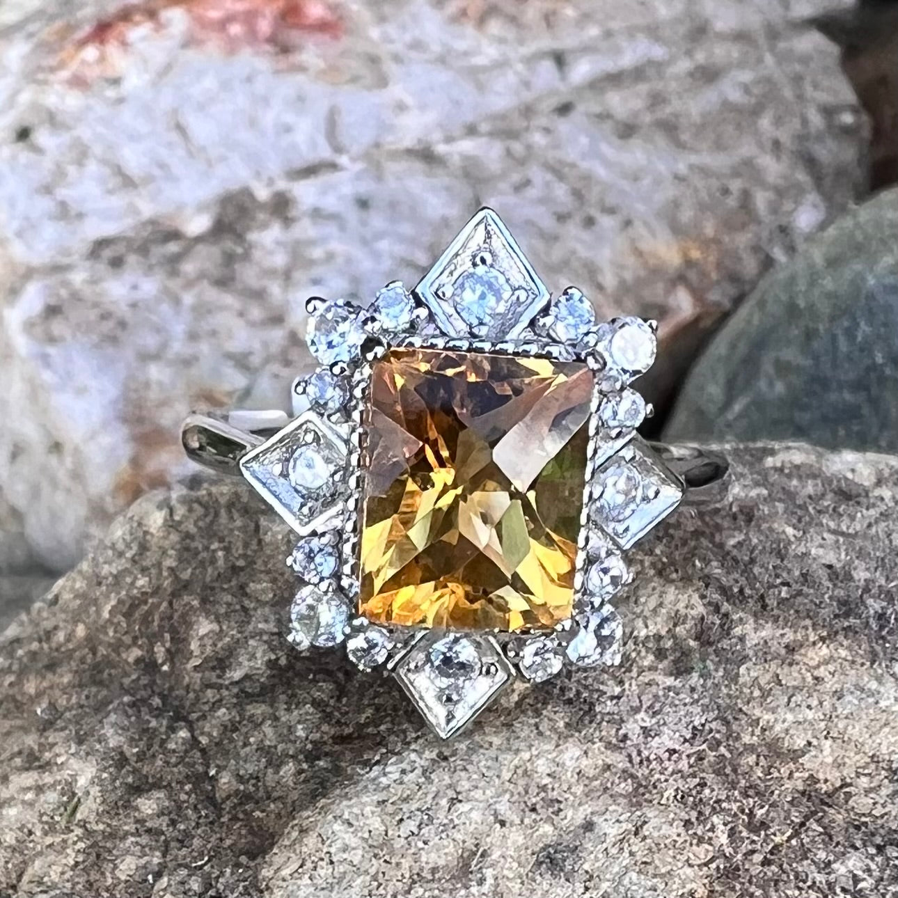 Citrine Sterling Silver Ring ~ 8.5
