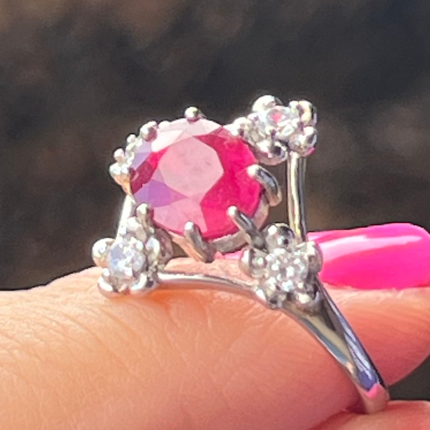 Ruby in Sterling Silver Ring ~ size 7