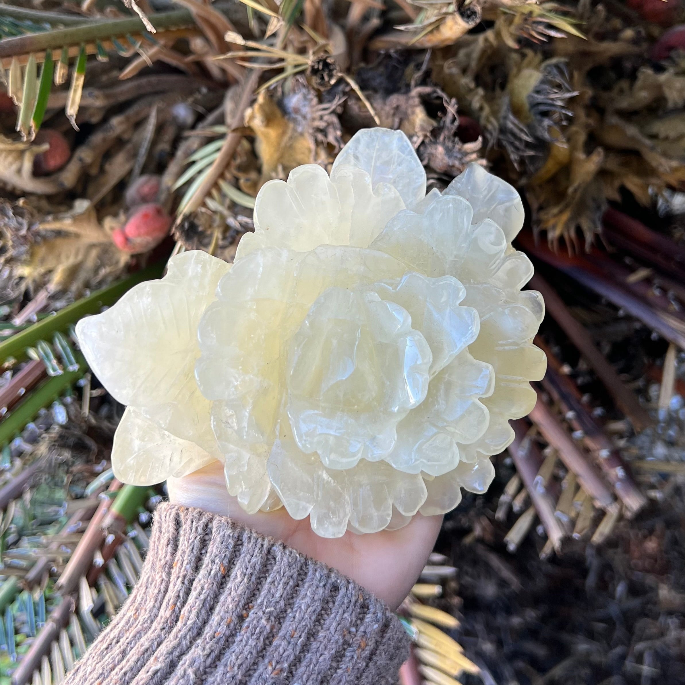 Citrine Rose Carving - Large