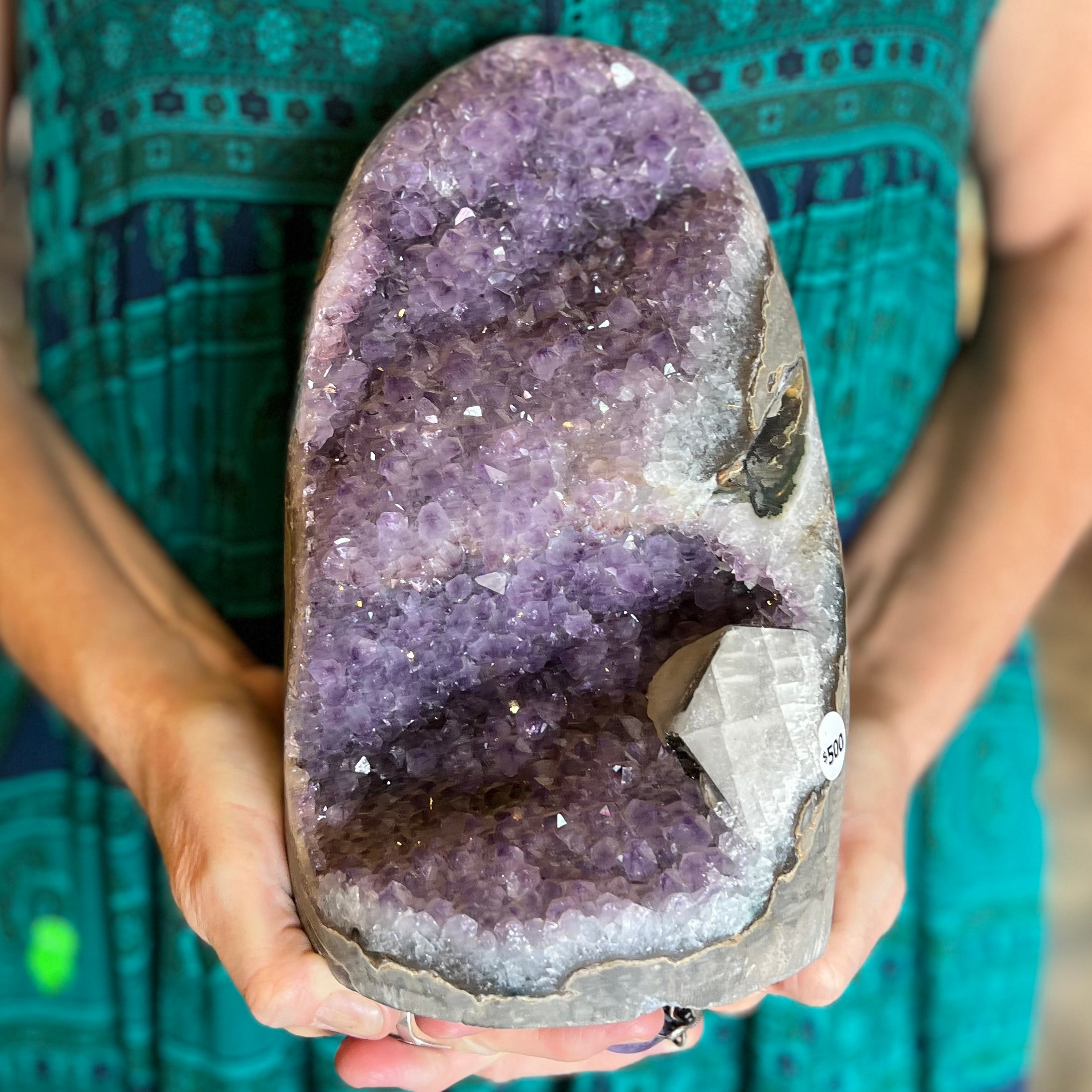 Amethyst Cluster with Calcite Inclusion