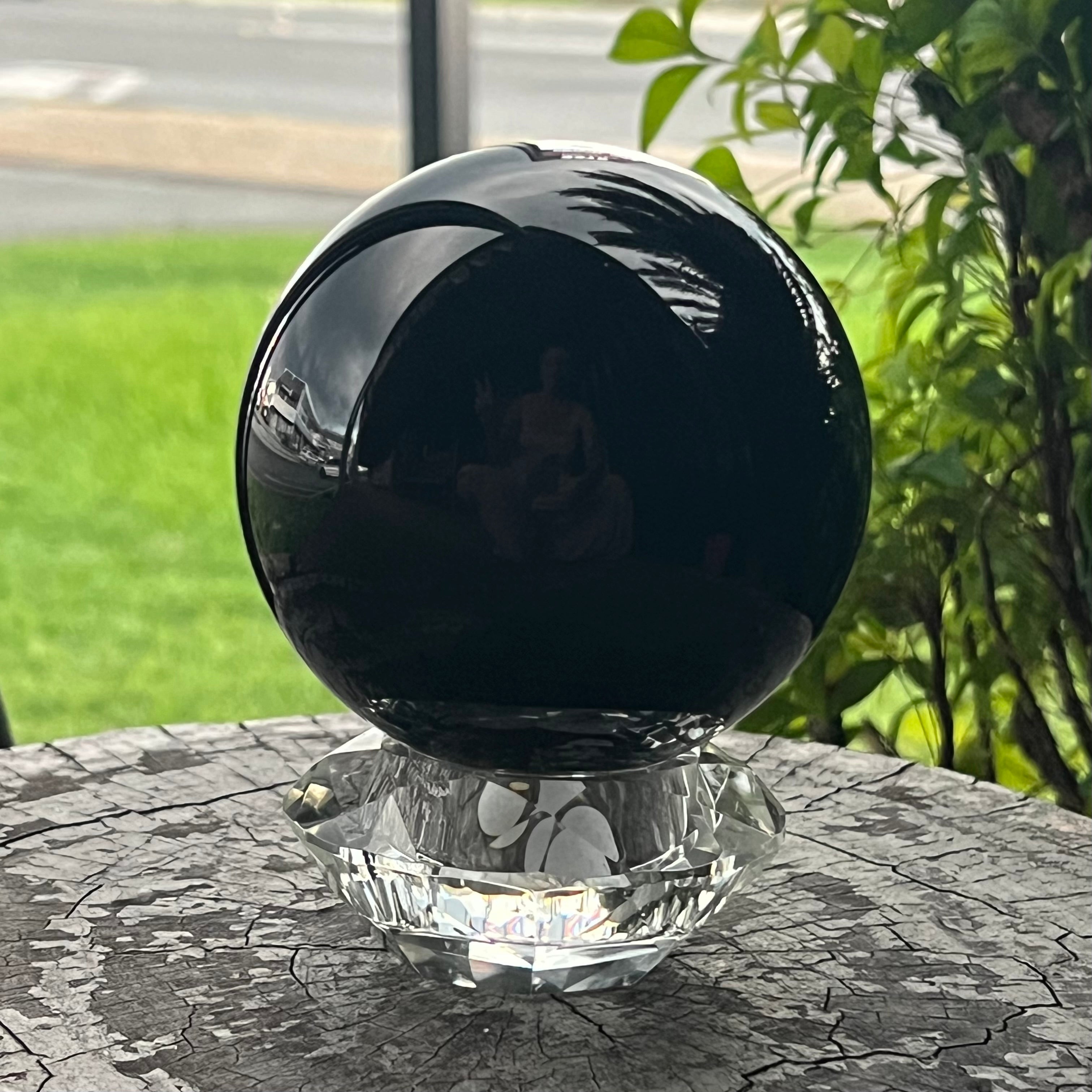 Black Obsidian Sphere & Stand