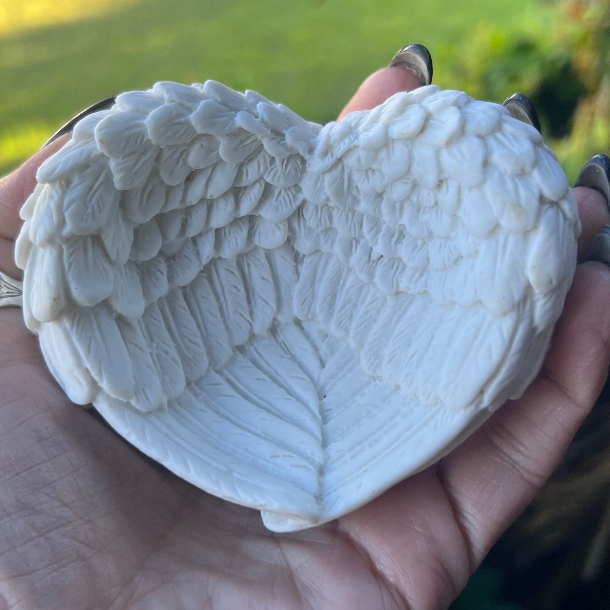 Angel Wing Heart Trinket Bowl ~ White