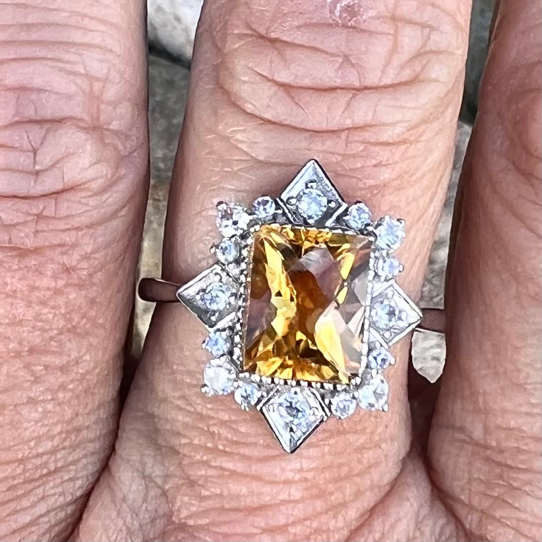 Citrine Sterling Silver Ring ~ 8.5