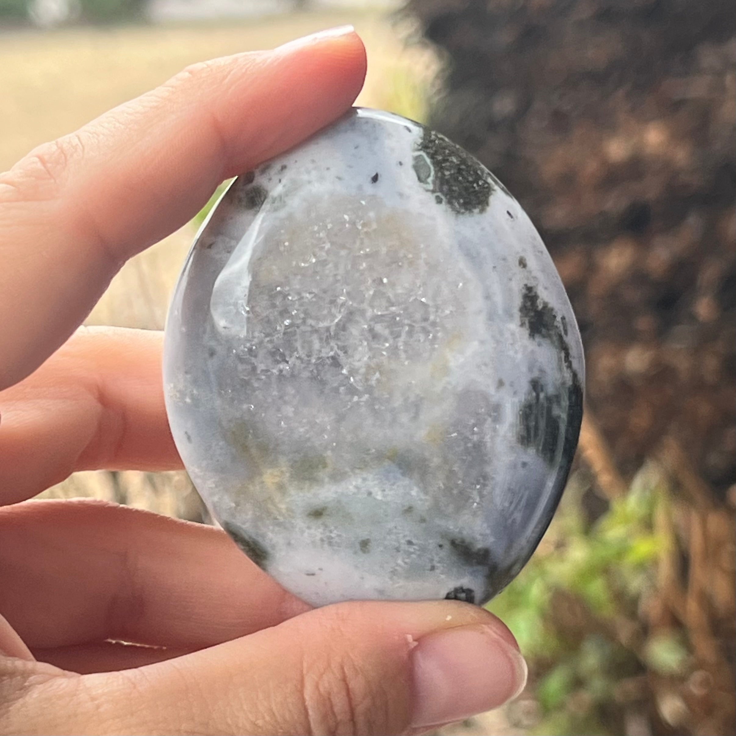 Moss Agate Palm Stone ~ 1