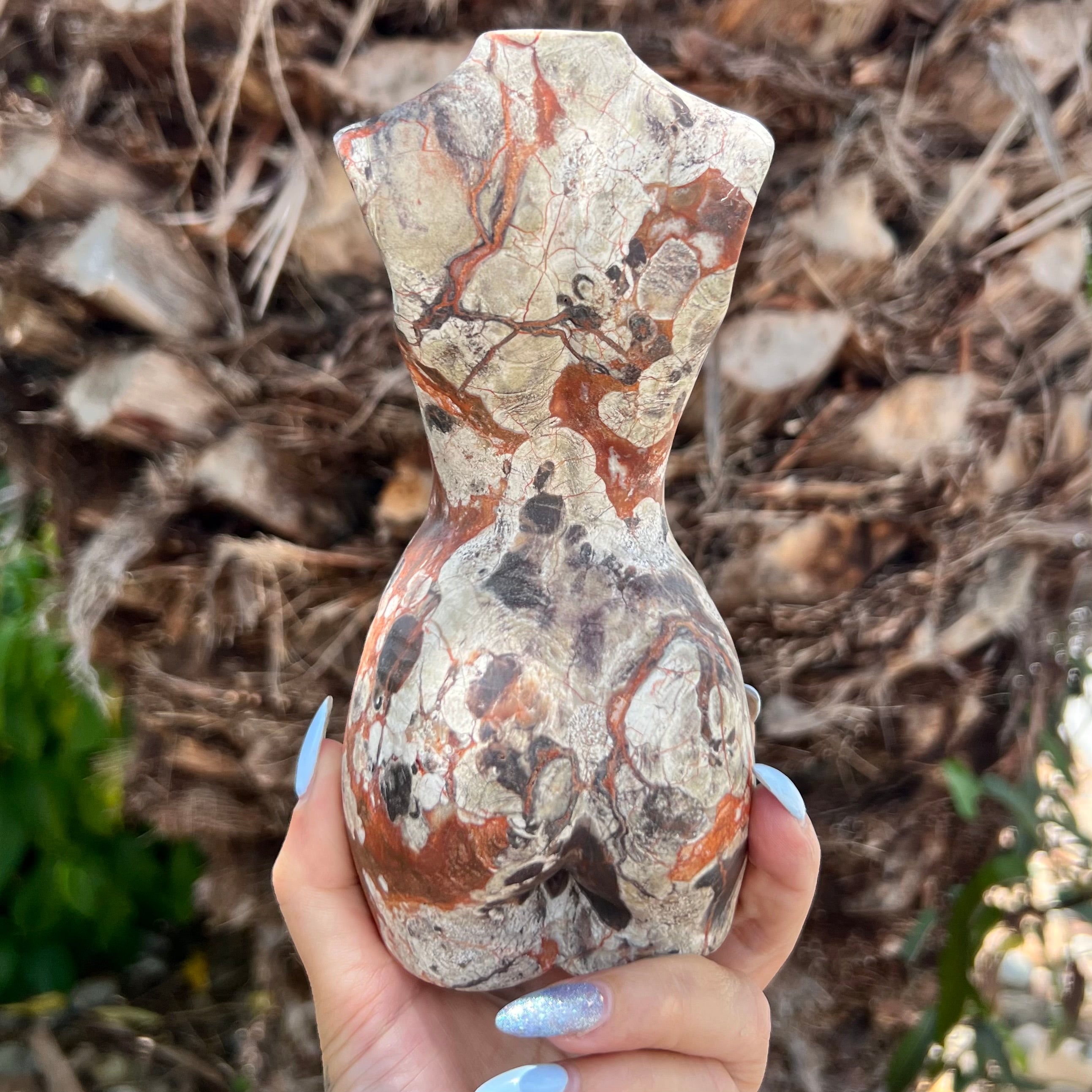 Be Brave ~ Natural Leopard Skin Jasper Lady Carving