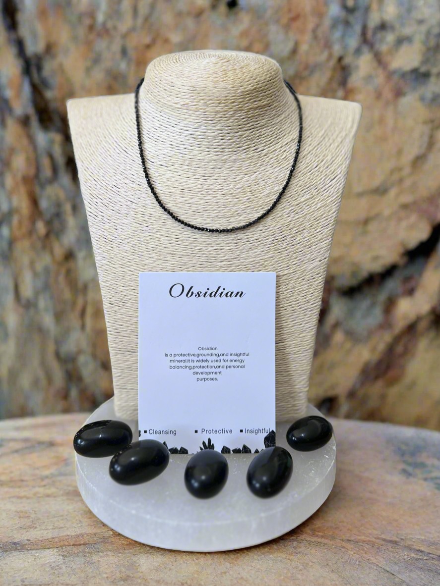 Grounding Vibes ~ Black Obsidian Faceted Bead Necklace