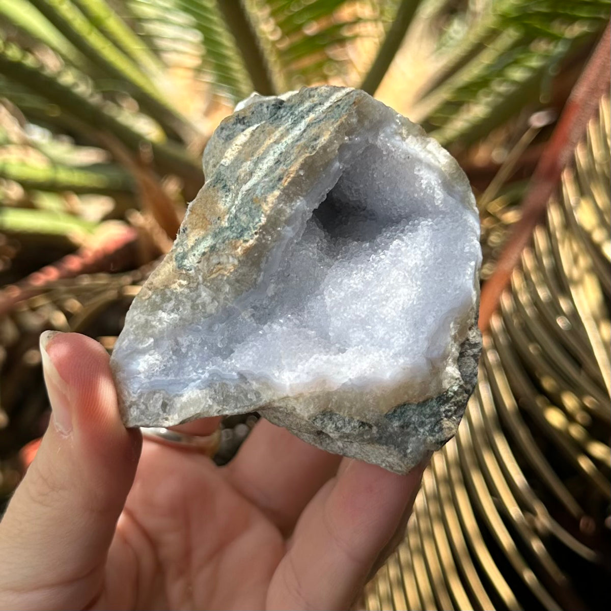 Natural Blue Lace Agate Cluster Geode