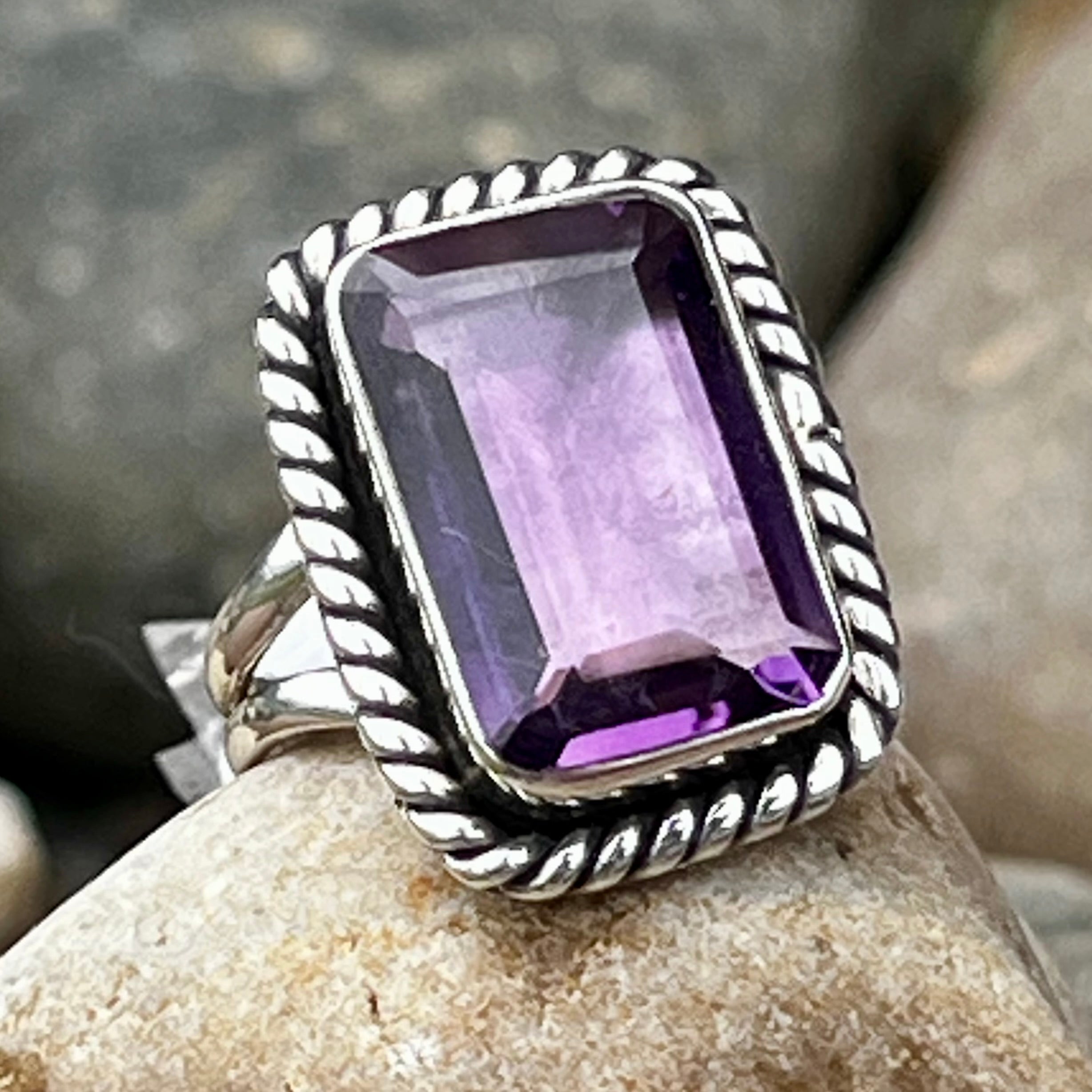 Amethyst Sterling Silver Ring ~ 9
