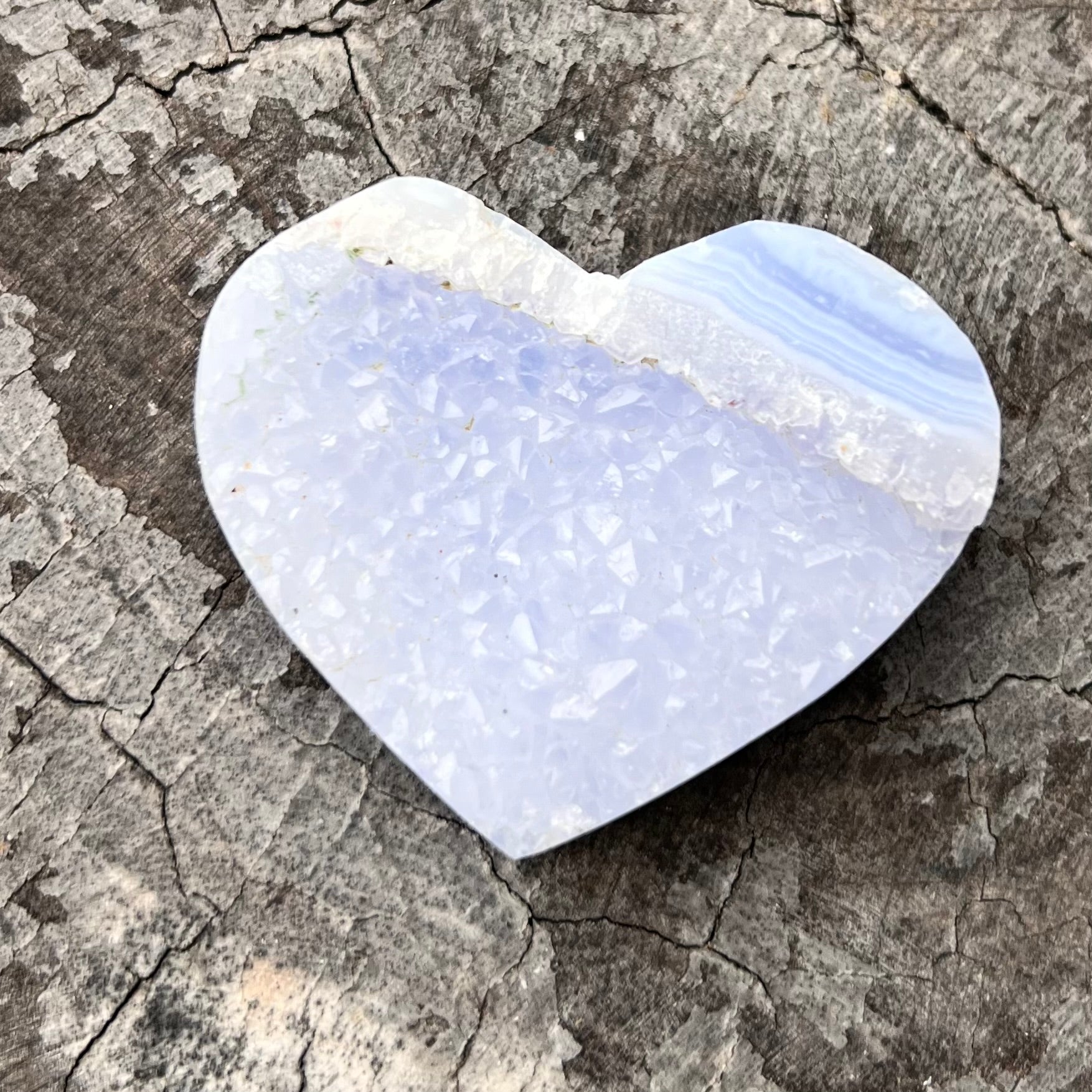 Blue Lace Agate Semi Raw ~ Heart
