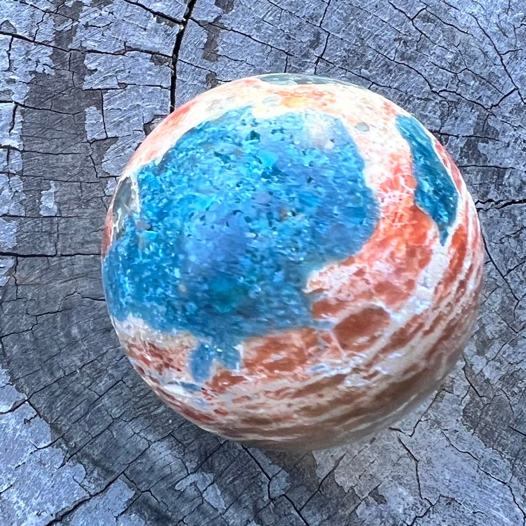 Blue Apatite & Sunstone Sphere