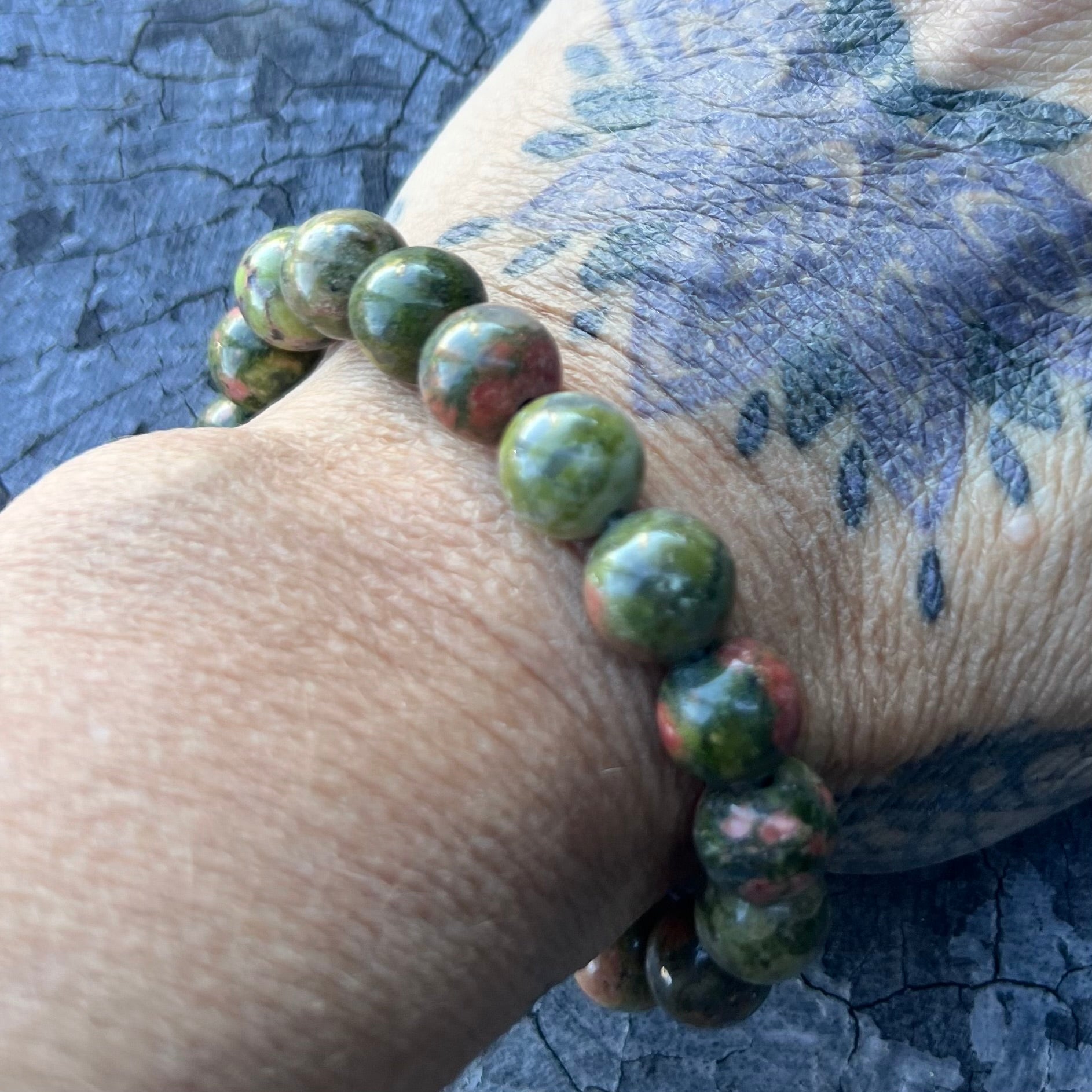 Unakite Beaded Bracelet