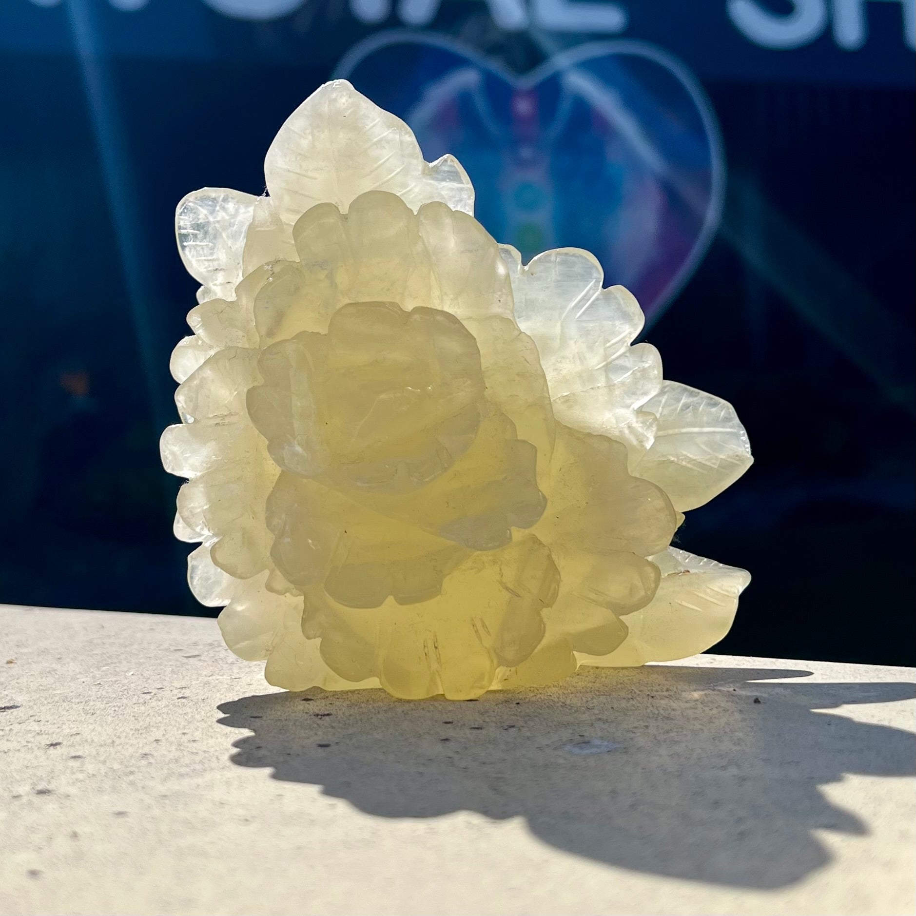Citrine Rose Carving - Large