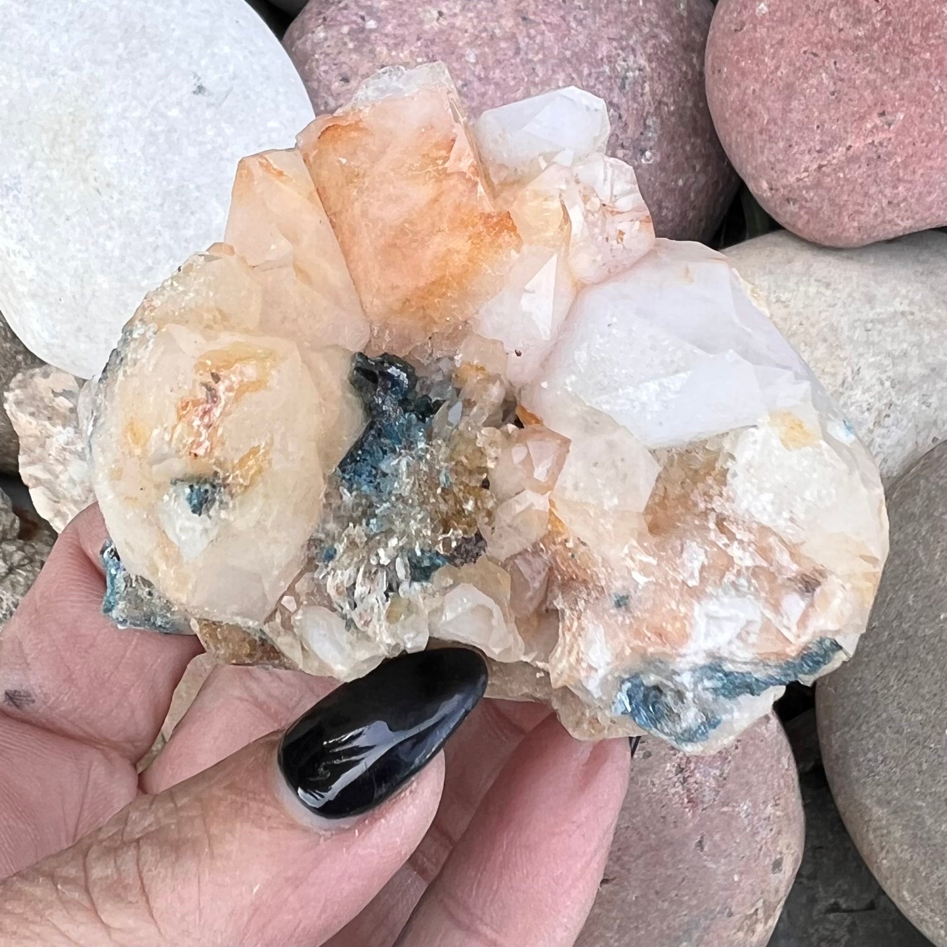 Cavanasite Specimen on Quartz Cluster