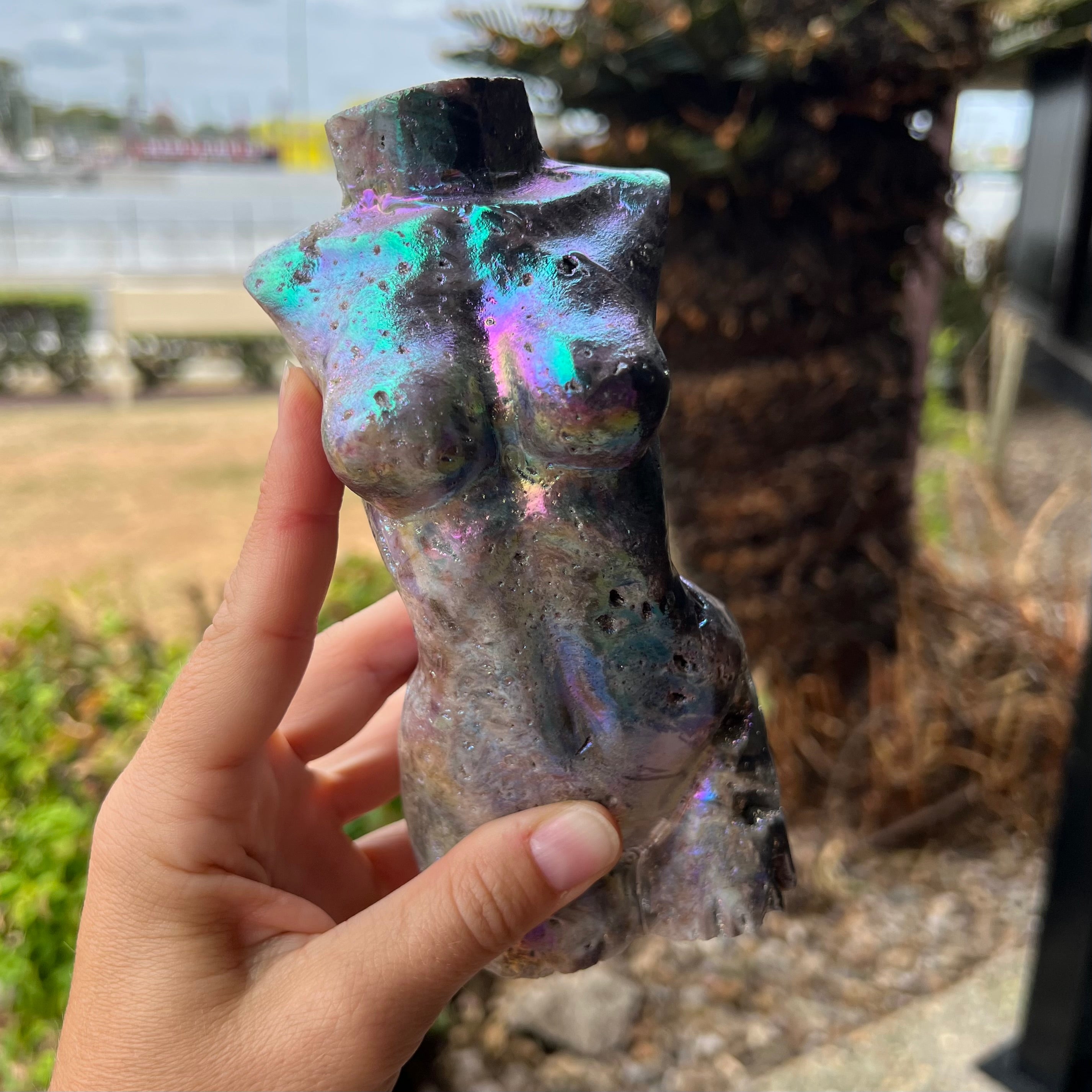 Booty Licious Electroplated Sphalarite Lady Body Carving