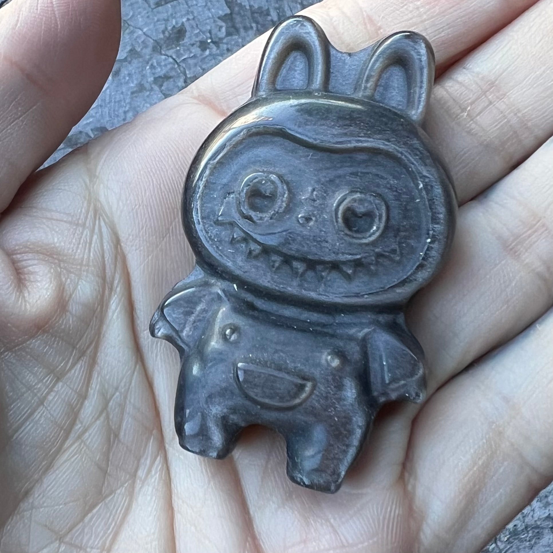 Labubu ~ Silver Sheen Obsidian
