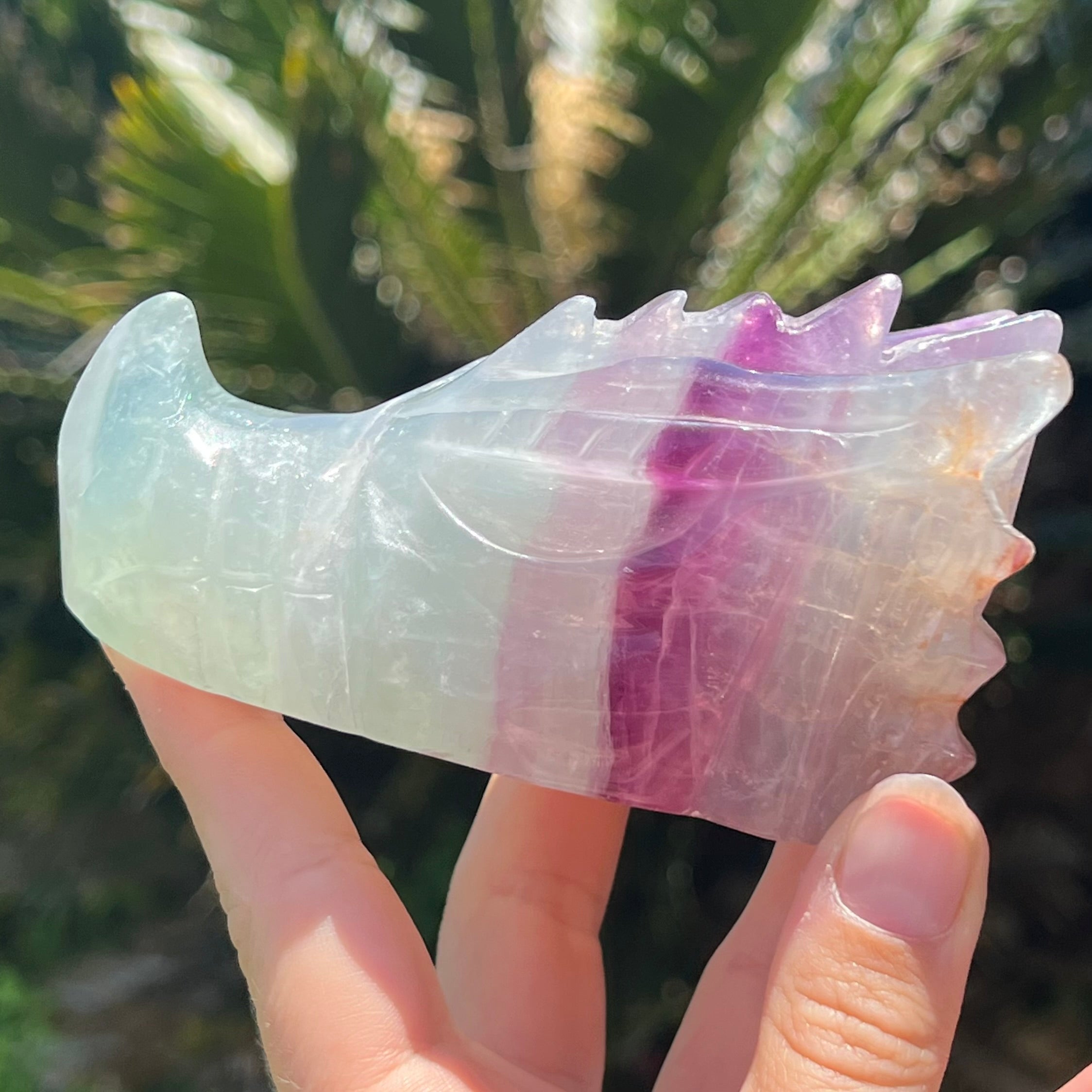 Rainbow Fluorite Dragon Head Carving