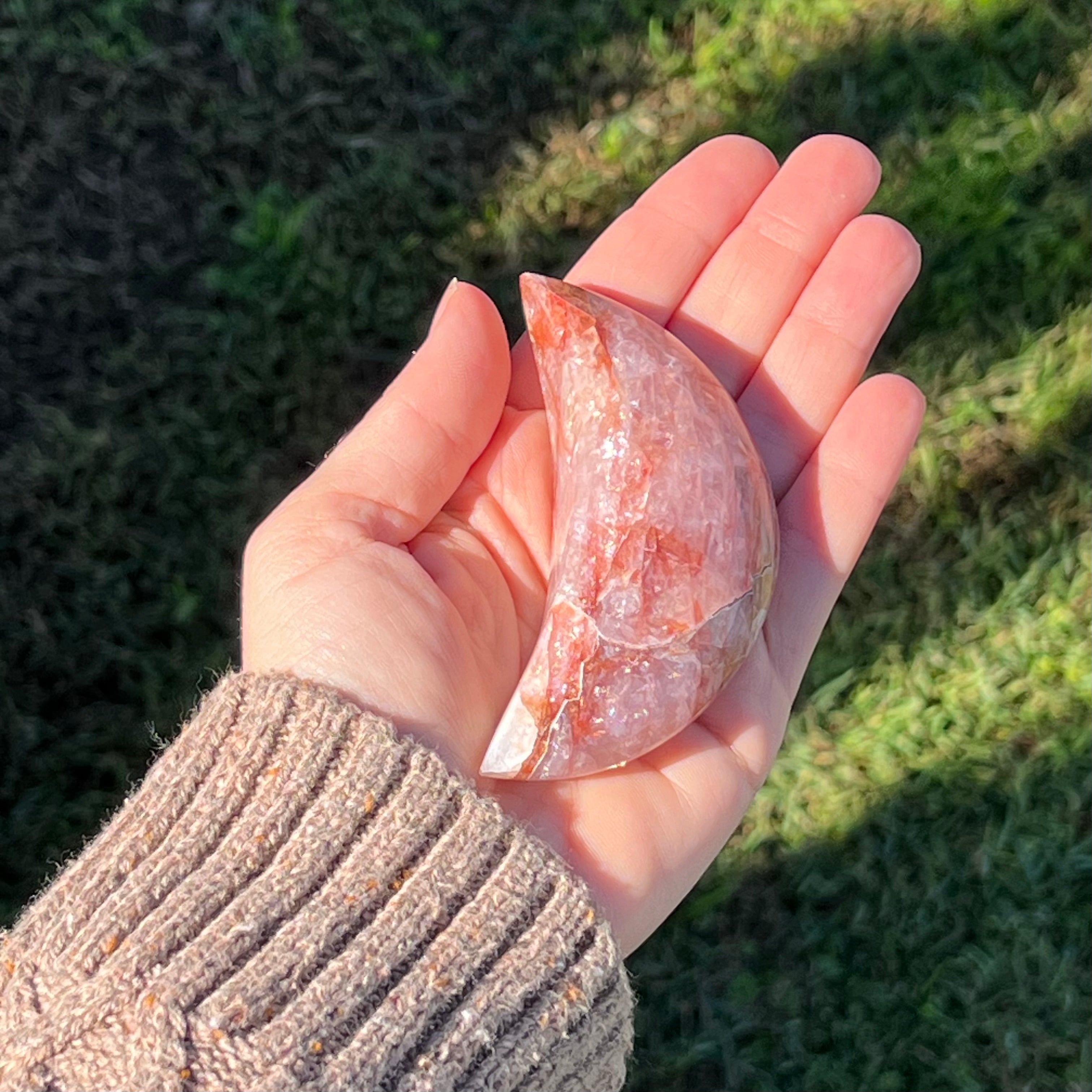 Fire Quartz ~ Crescent Moon on Stand