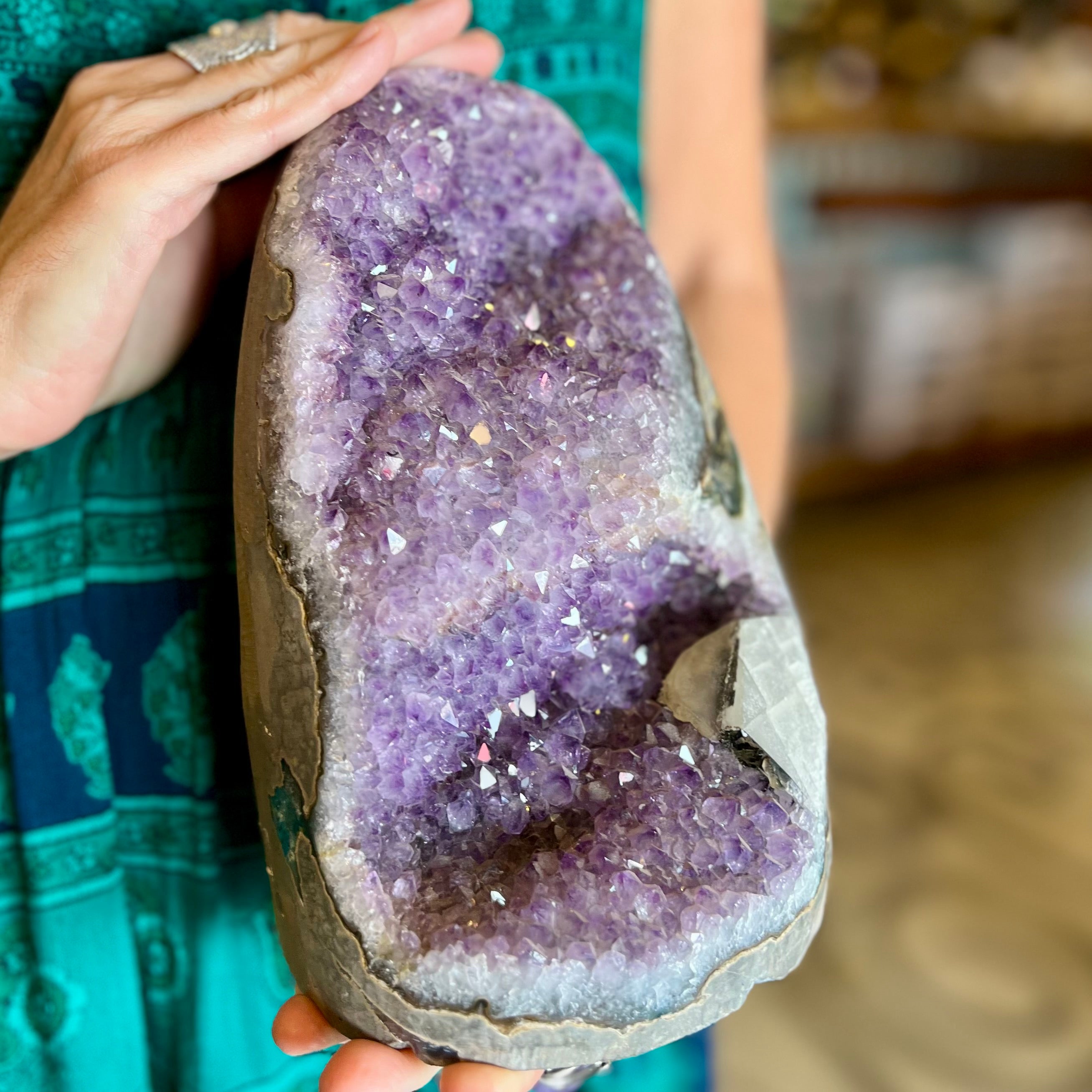 Amethyst Cluster with Calcite Inclusion