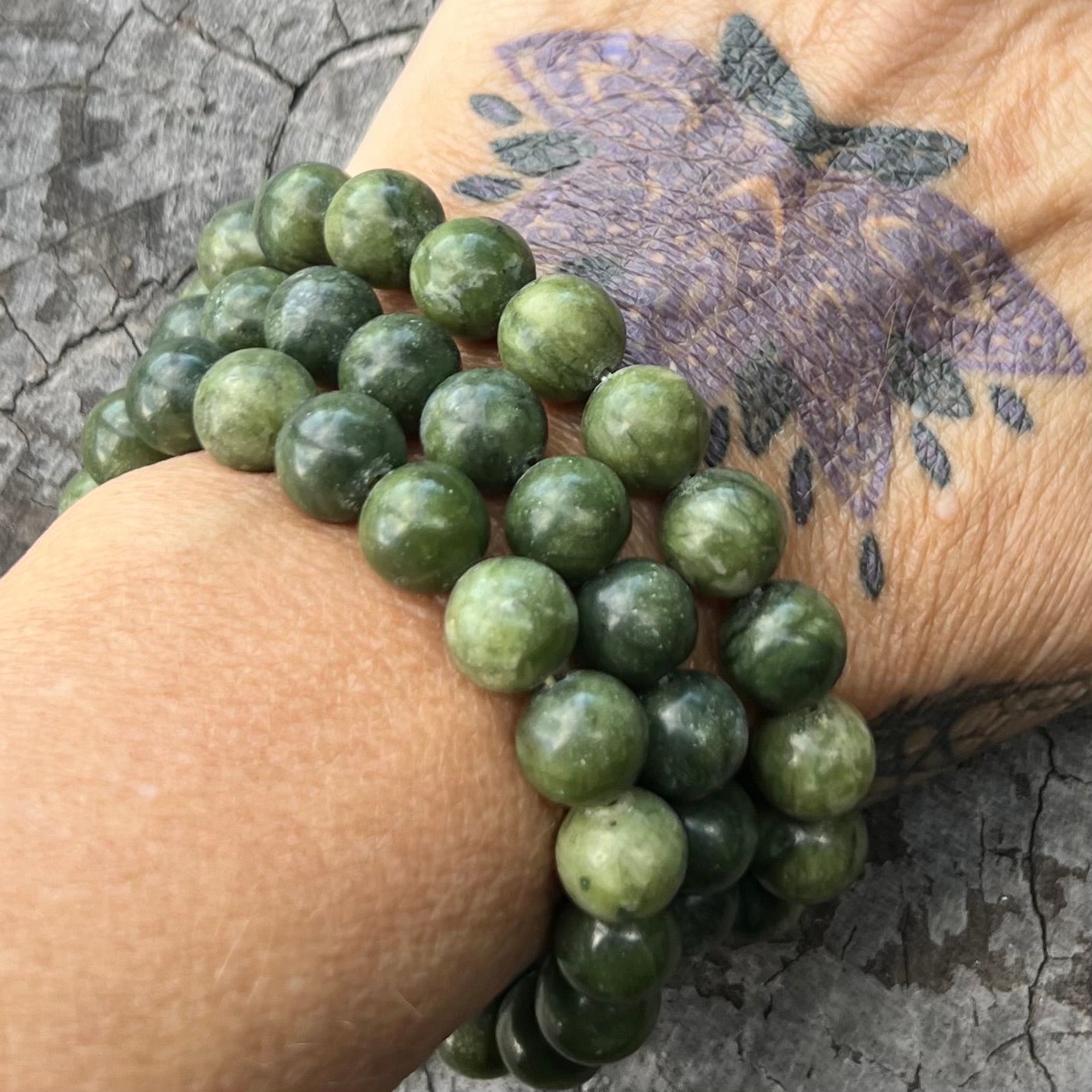 Afghanistan Jade Beaded Bracelet ~ Large Fit