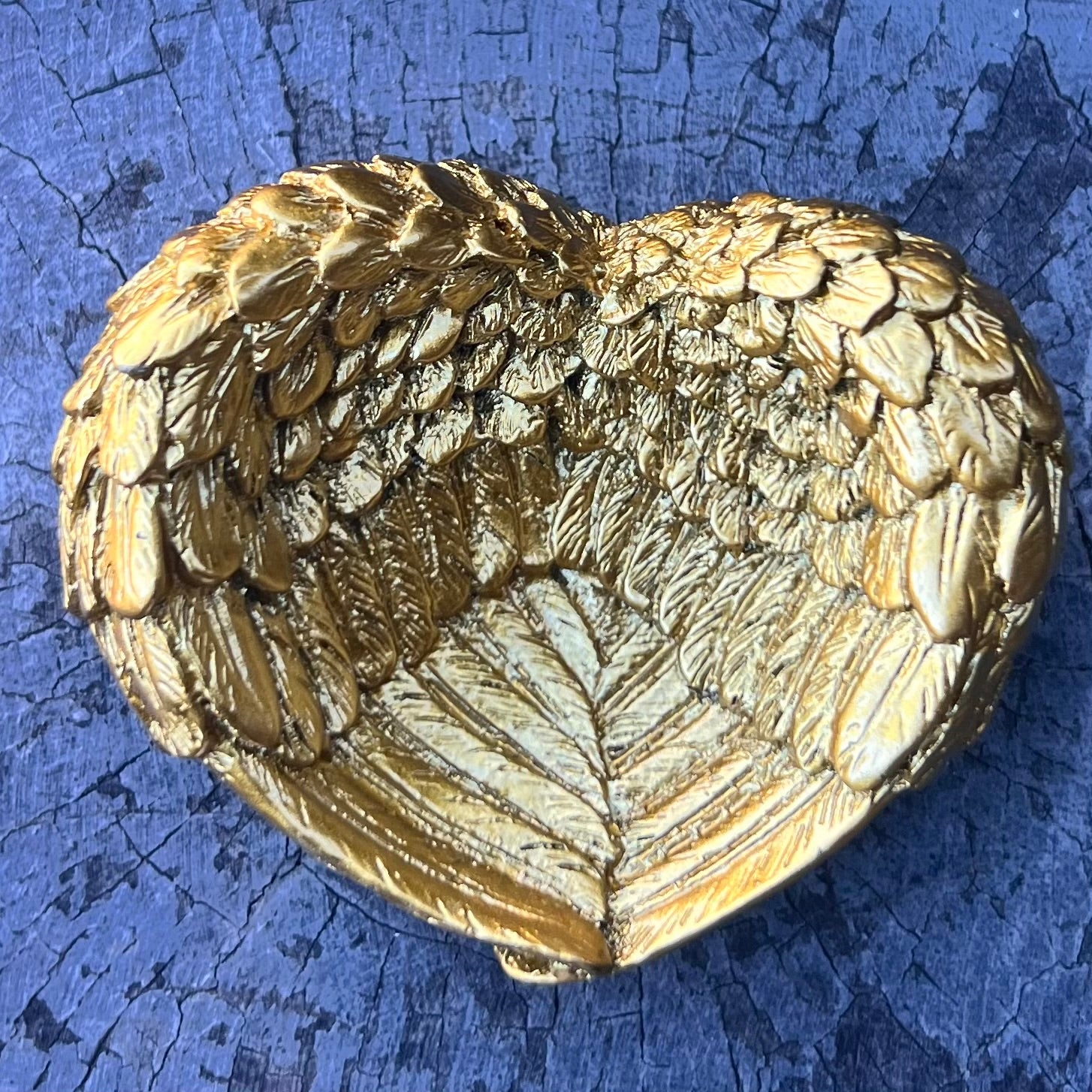 Angel Wing Heart Trinket Bowl ~ Gold