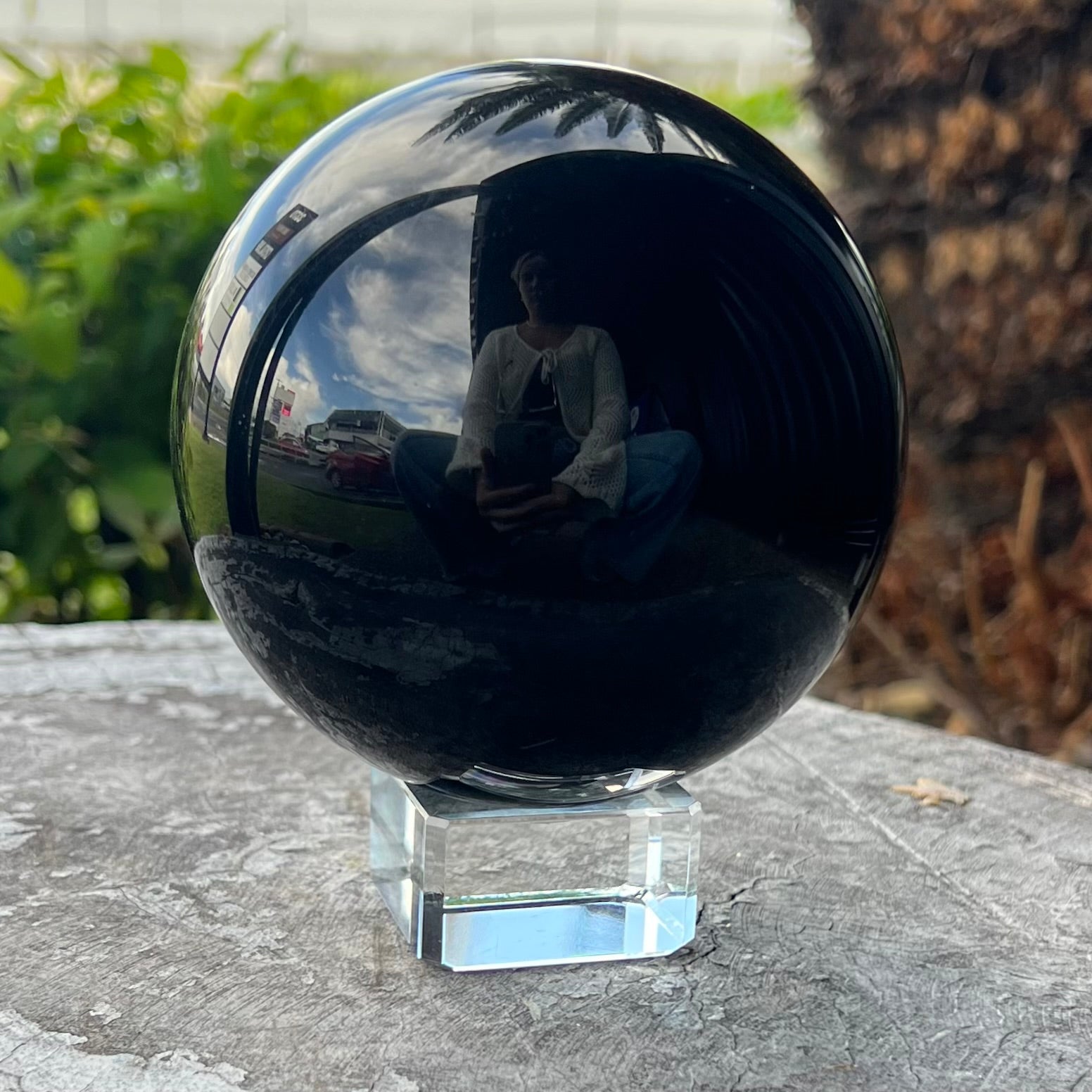 Black Obsidian Sphere & Stand