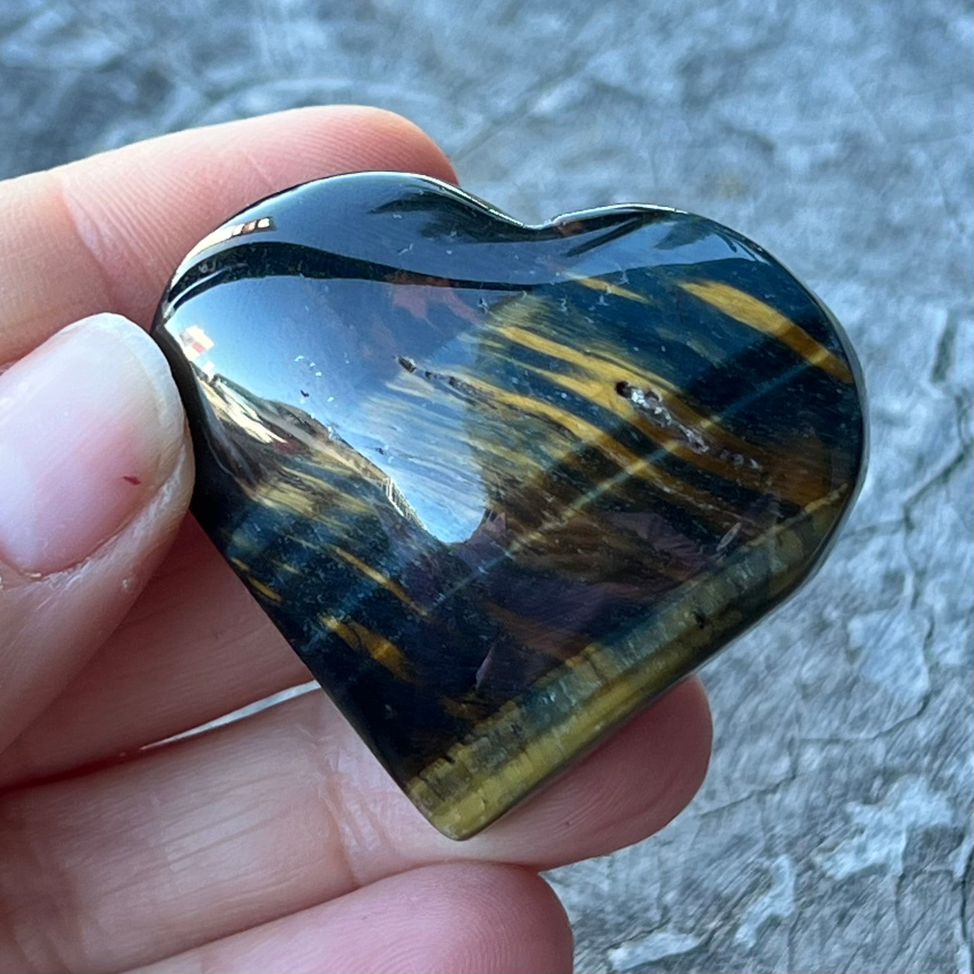 Golden & Blue Tiger Eye Heart ~ Specialty Crystal