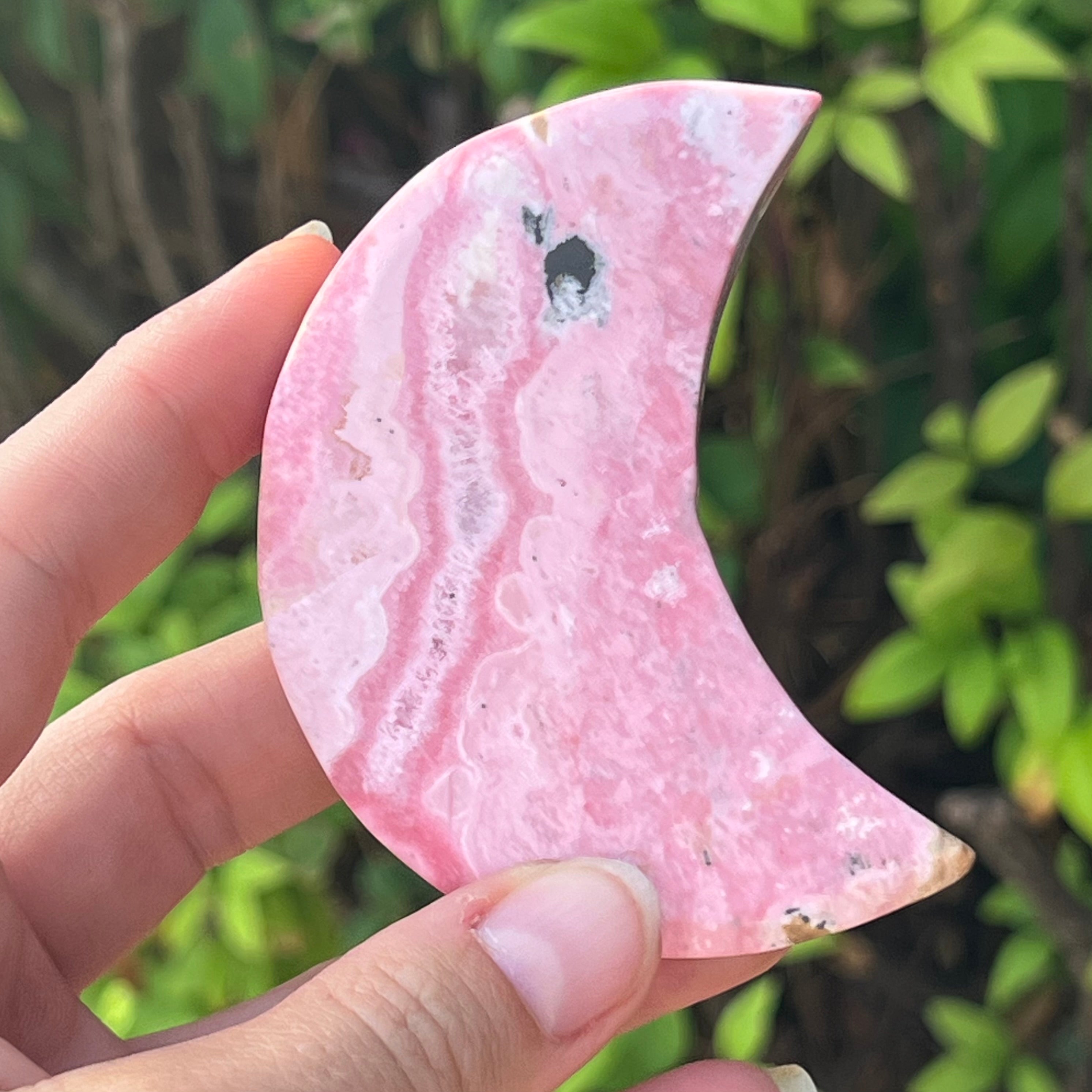 Pink Opal ~ Moon Carving
