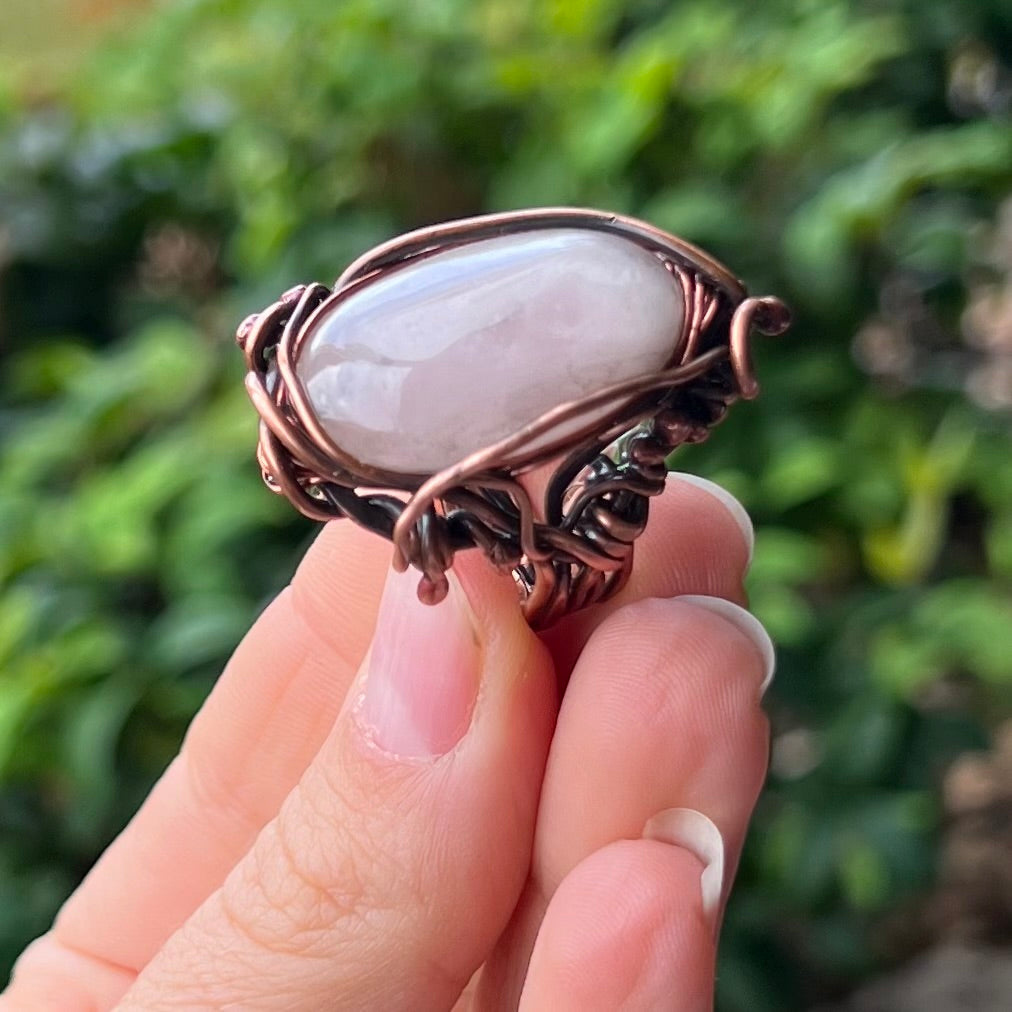 Muse Forged ~ Artesian Rose Quartz Ring ~ 6.5