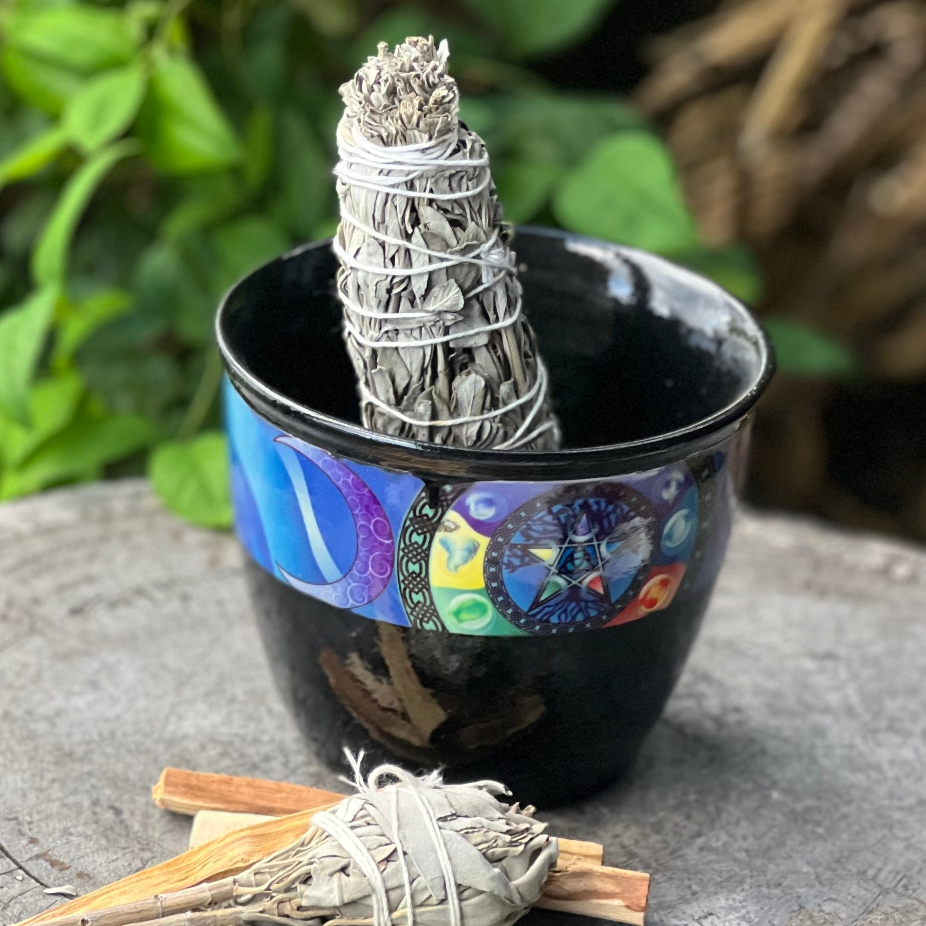 Sage Smudge Stick Holder - Coloured Pentacle