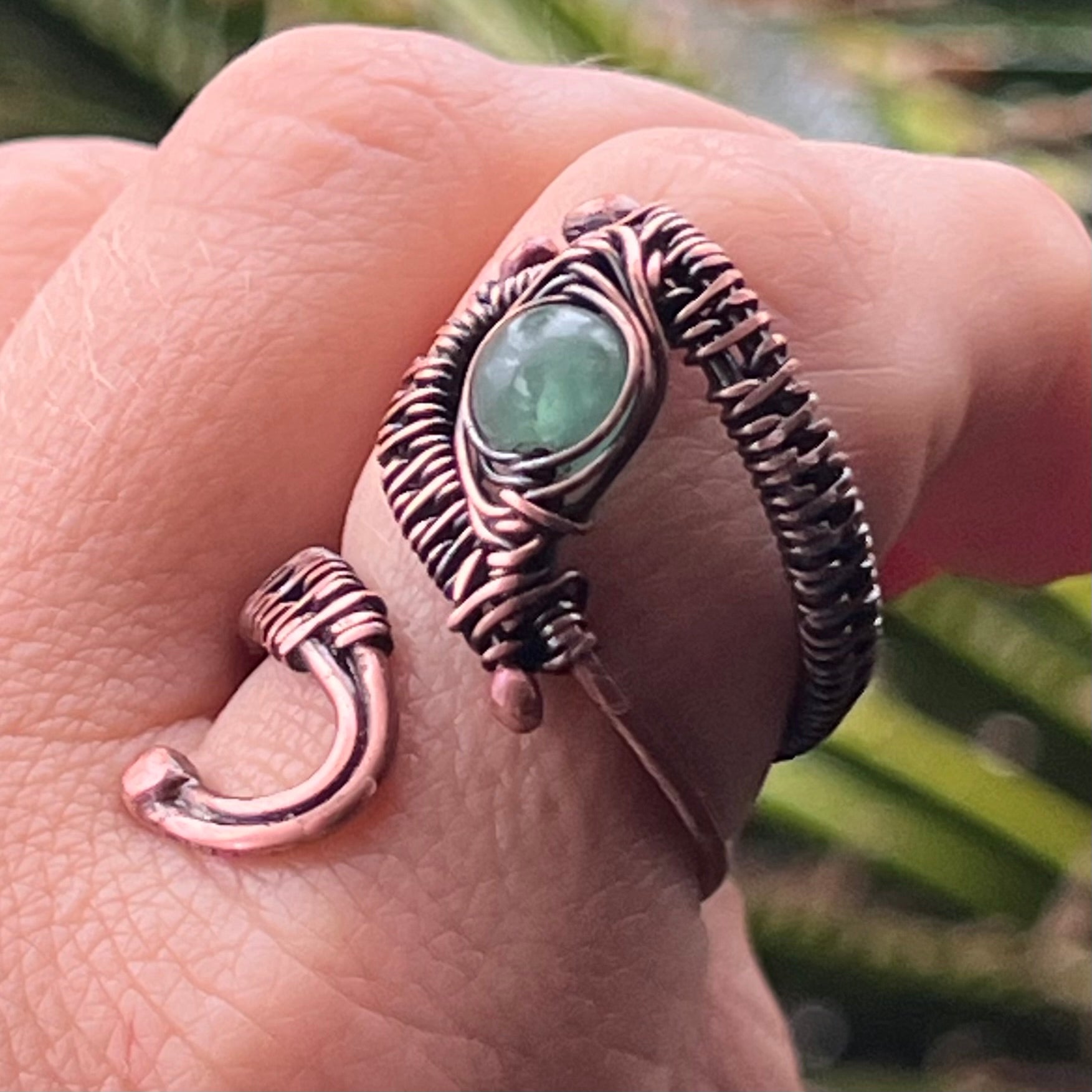 Muse Forged ~ Artesian Green Aventurine Adjustable Ring