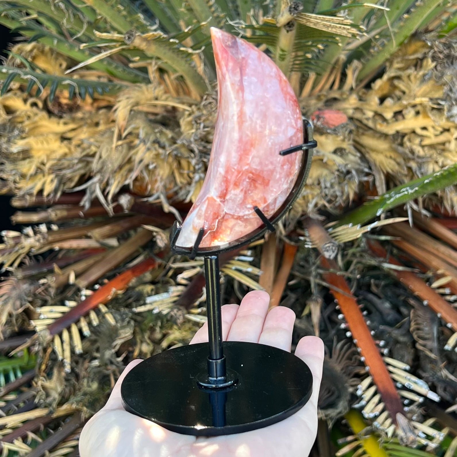 Fire Quartz ~ Crescent Moon on Stand
