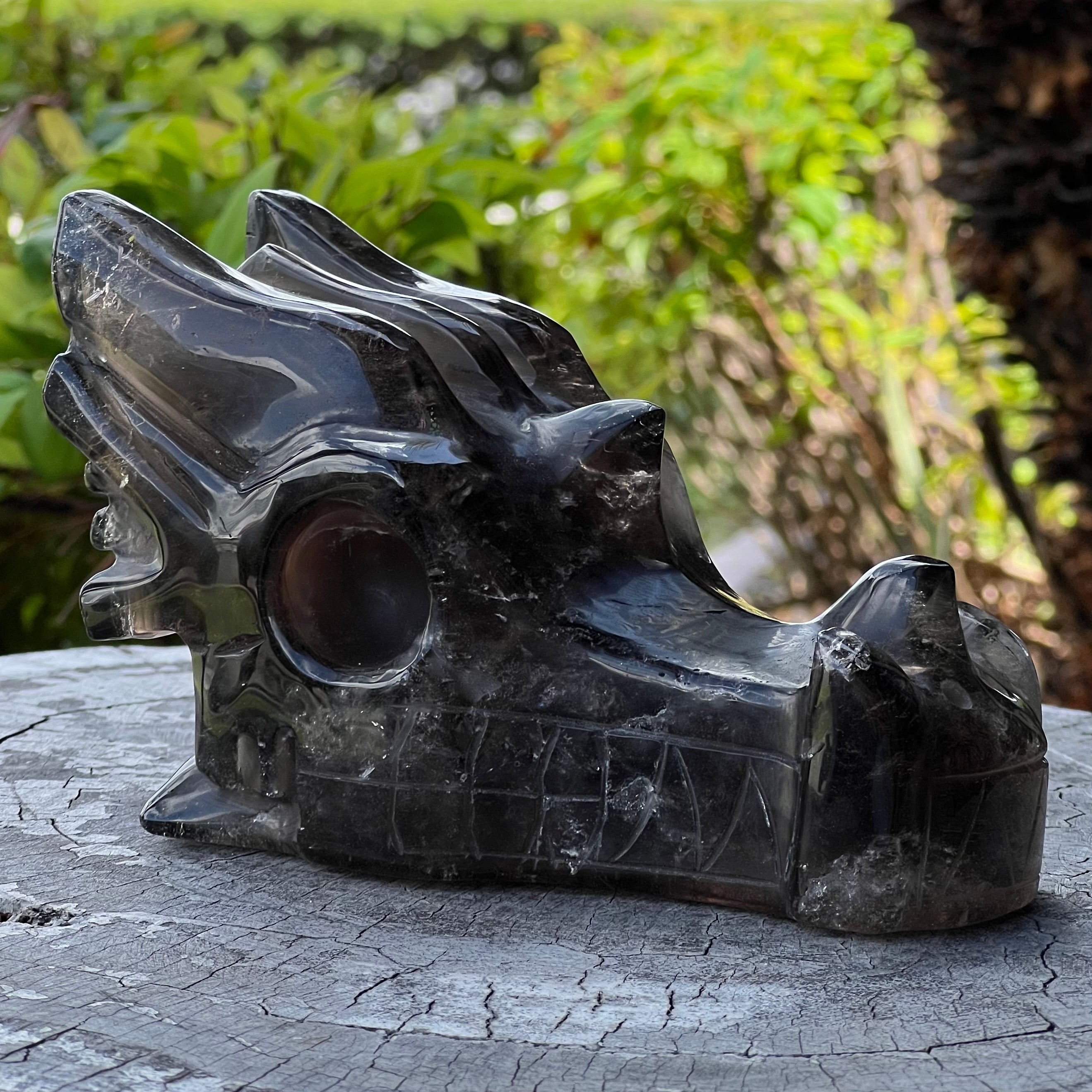 Smokey Quartz Dragon Head Carving