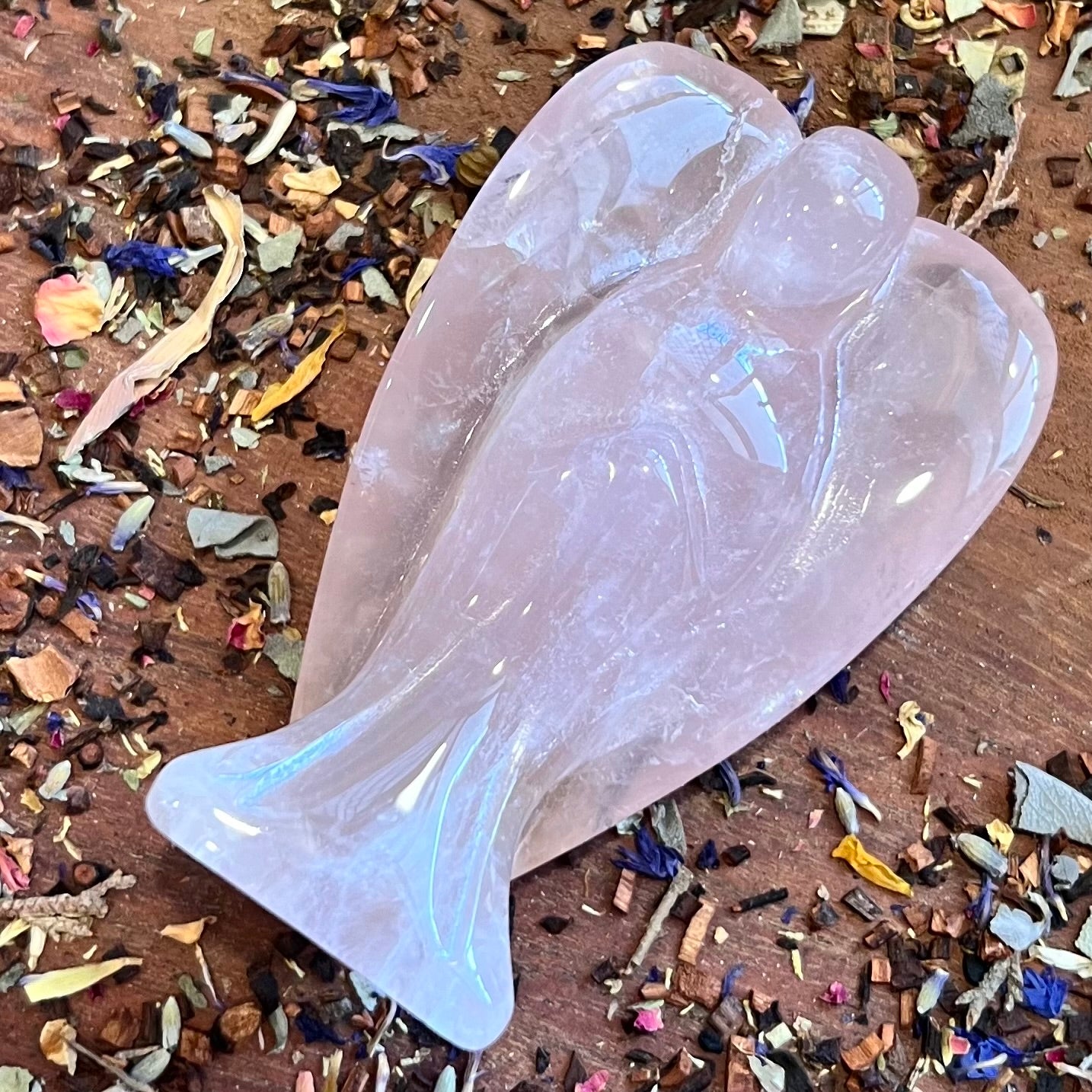 Rose Quartz Angel Carving ~ Medium