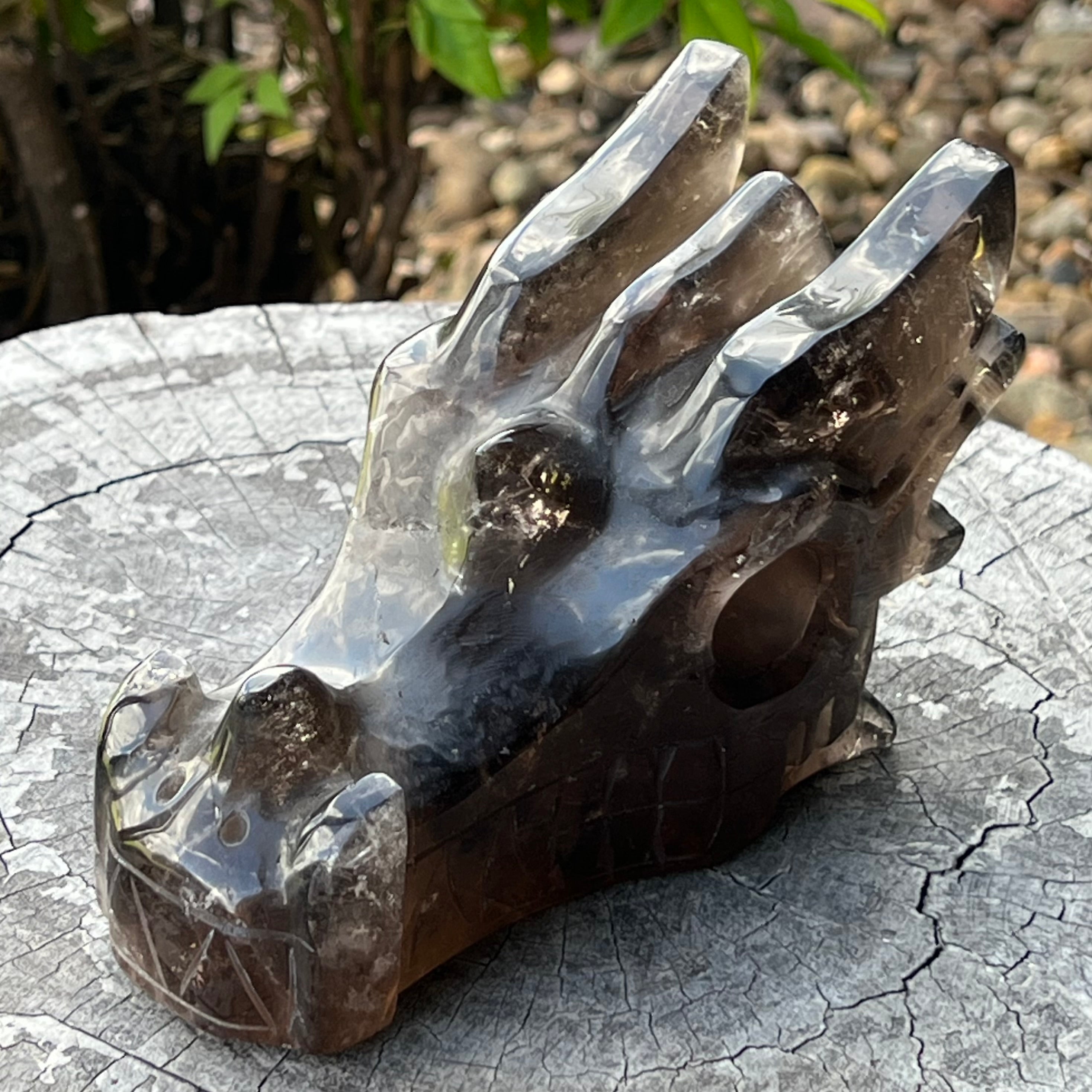 Smokey Quartz Dragon Head Carving