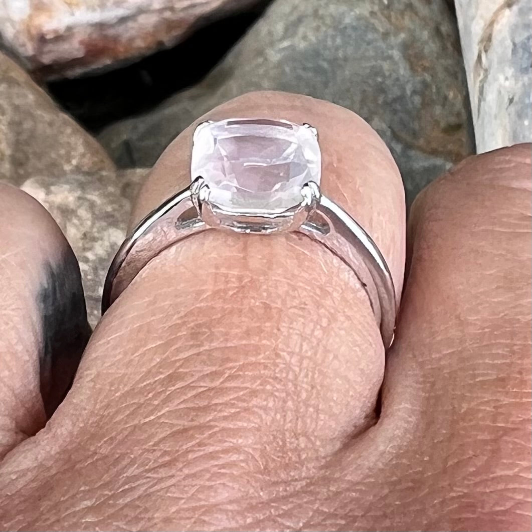 Rose Quartz Sterling Silver Ring ~ 6