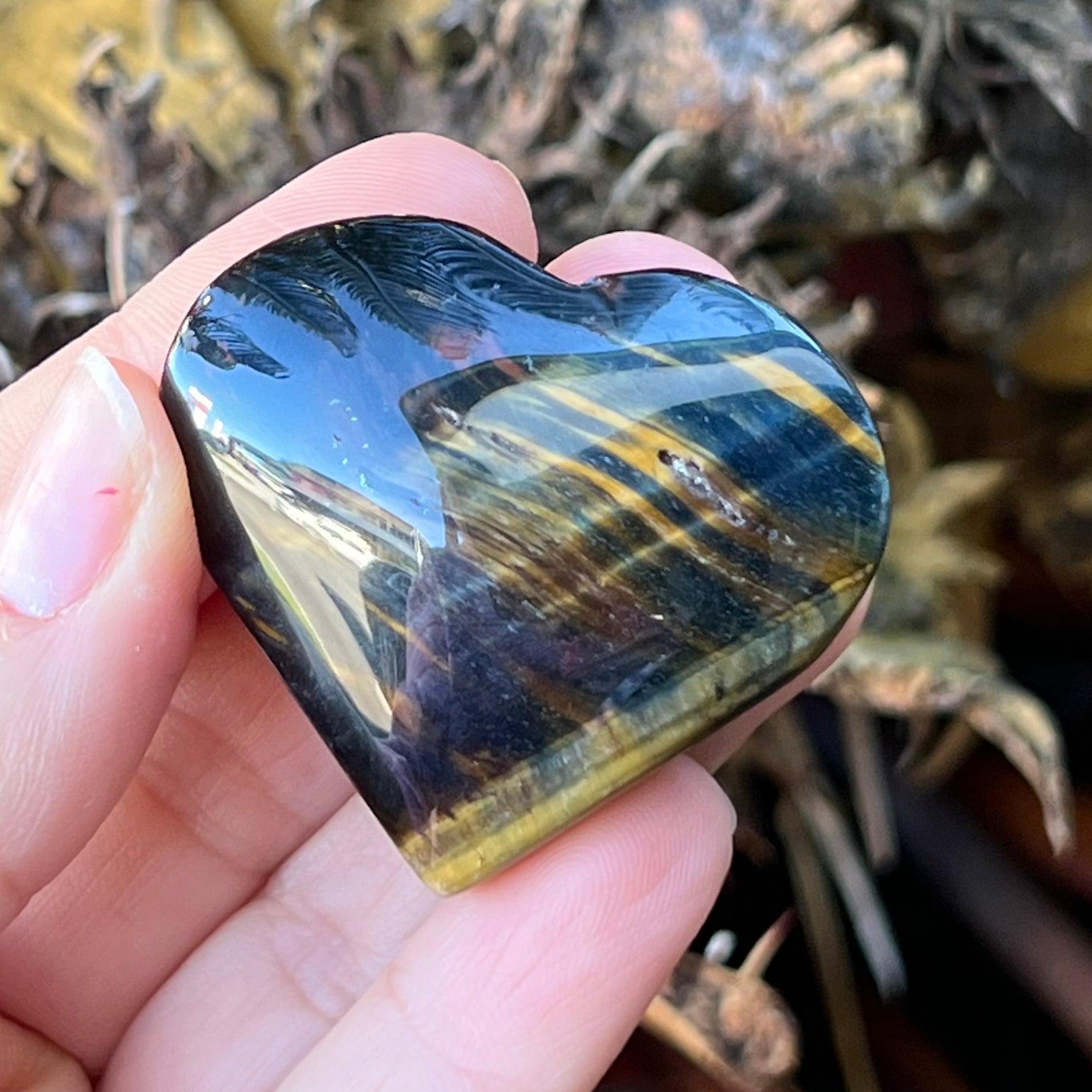 Golden & Blue Tiger Eye Heart ~ Specialty Crystal