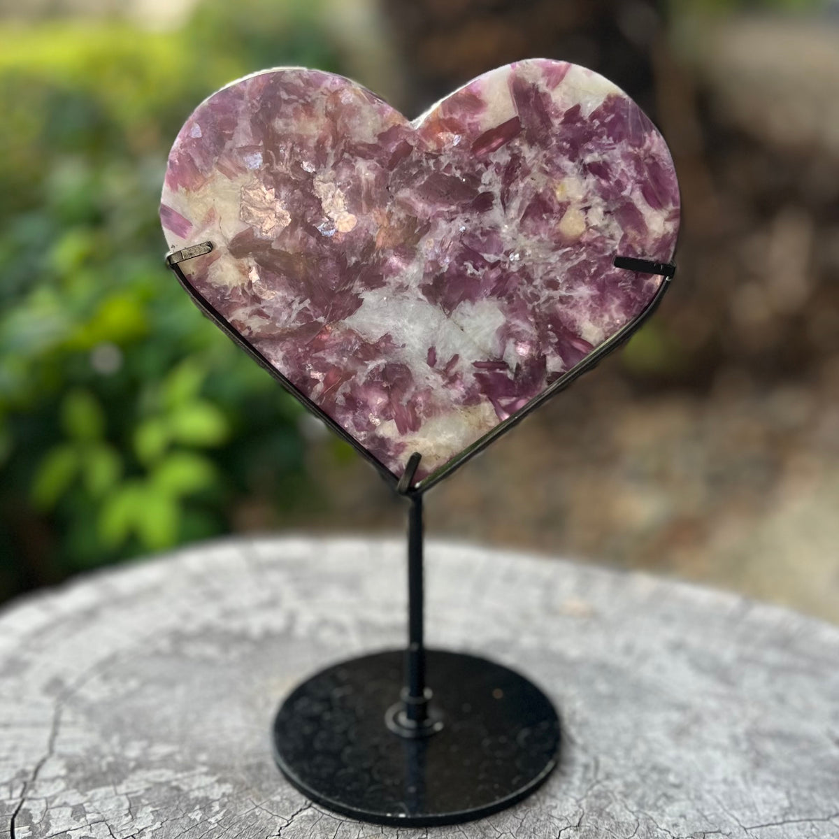Lepidolite Heart Carving on Stand