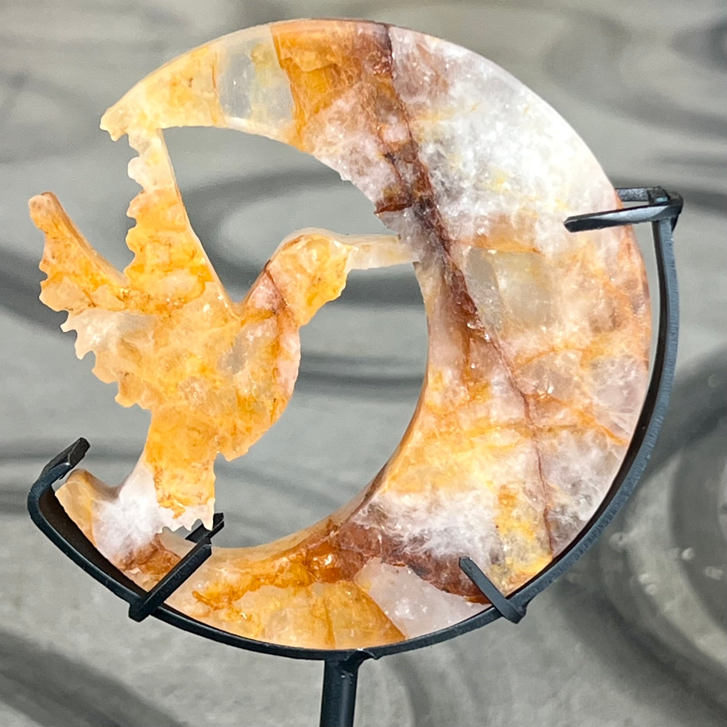 Humming Bird and Moon Carving ~ Golden Healer