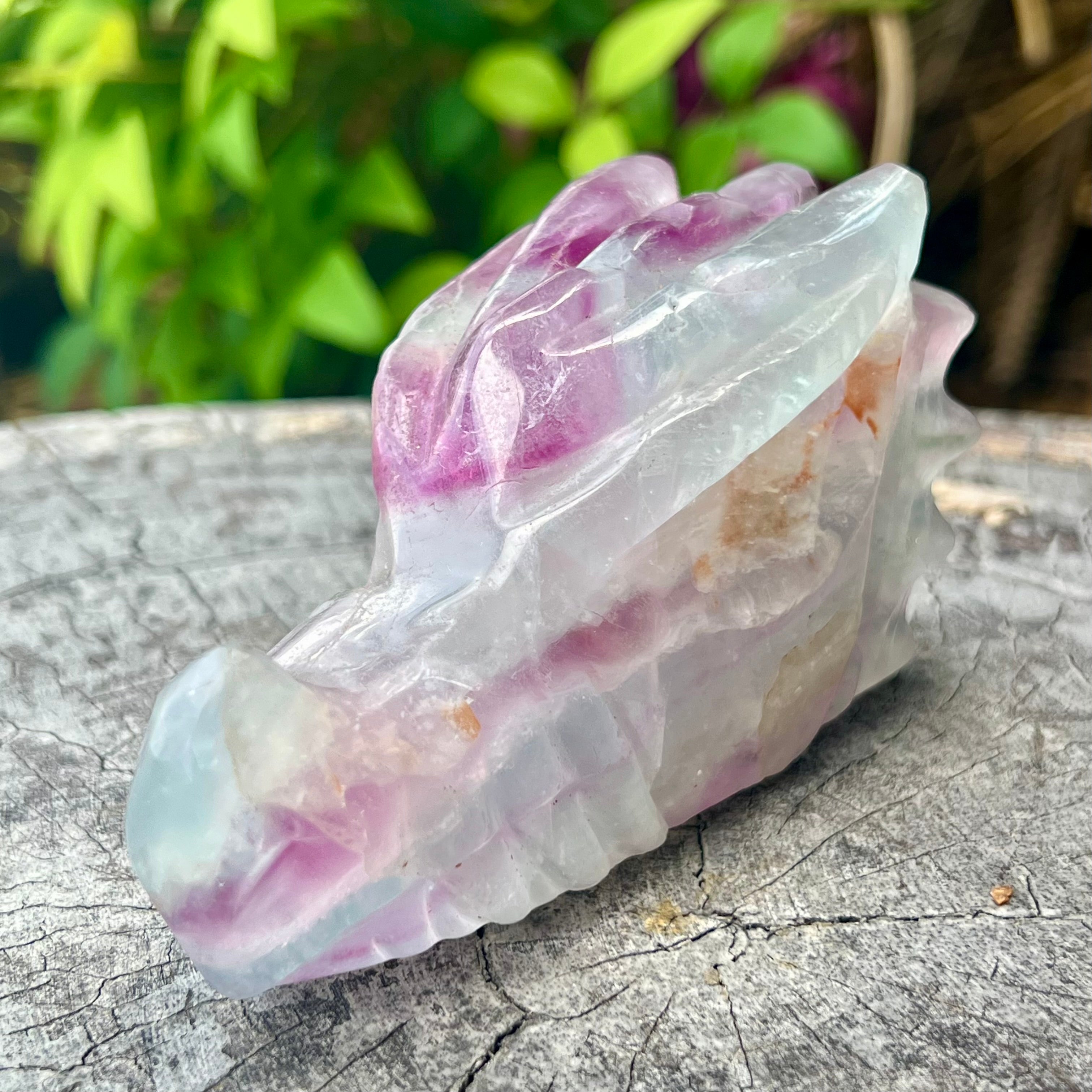 Rainbow Fluorite Dragon Head Carving