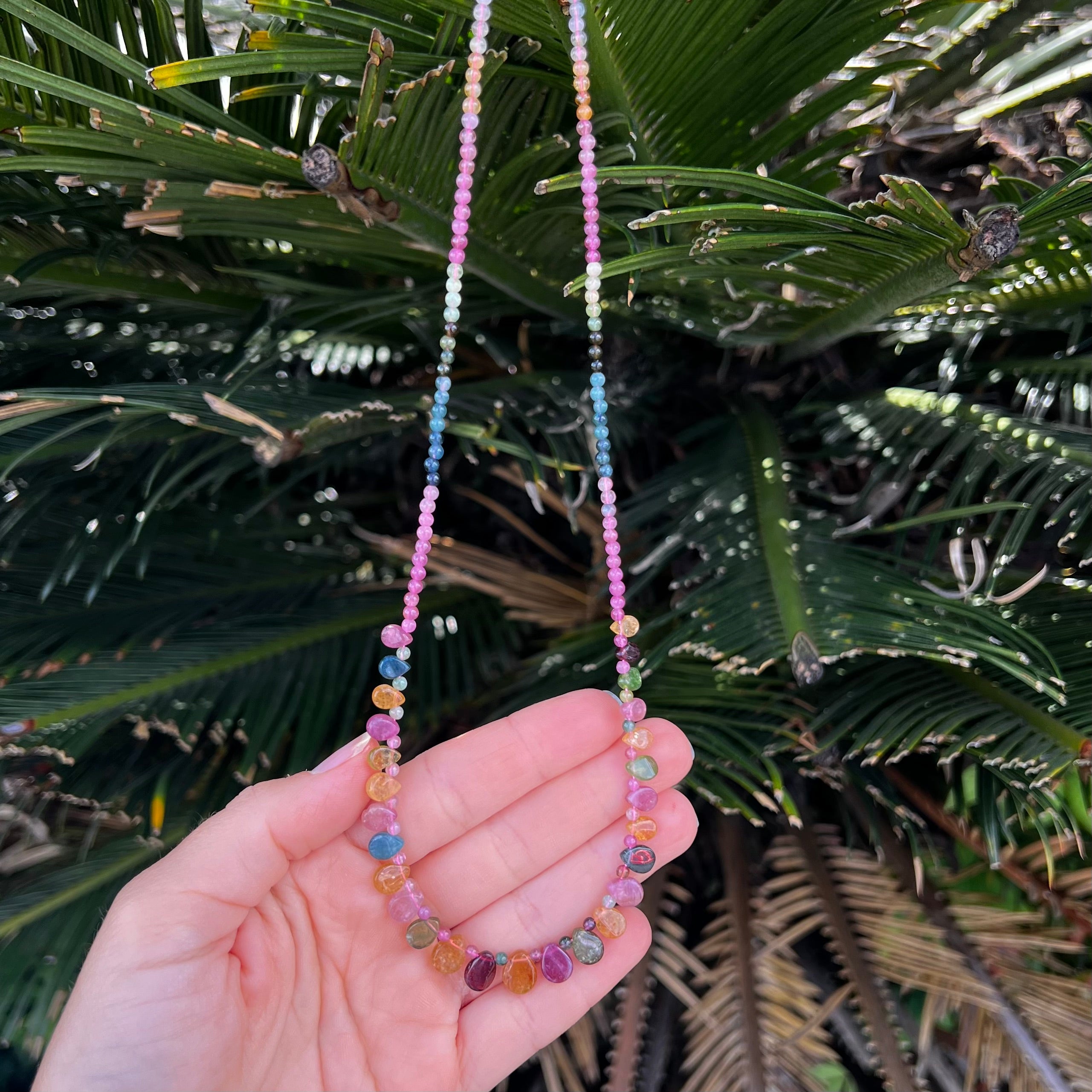Rainbow Tourmaline Beaded Necklace