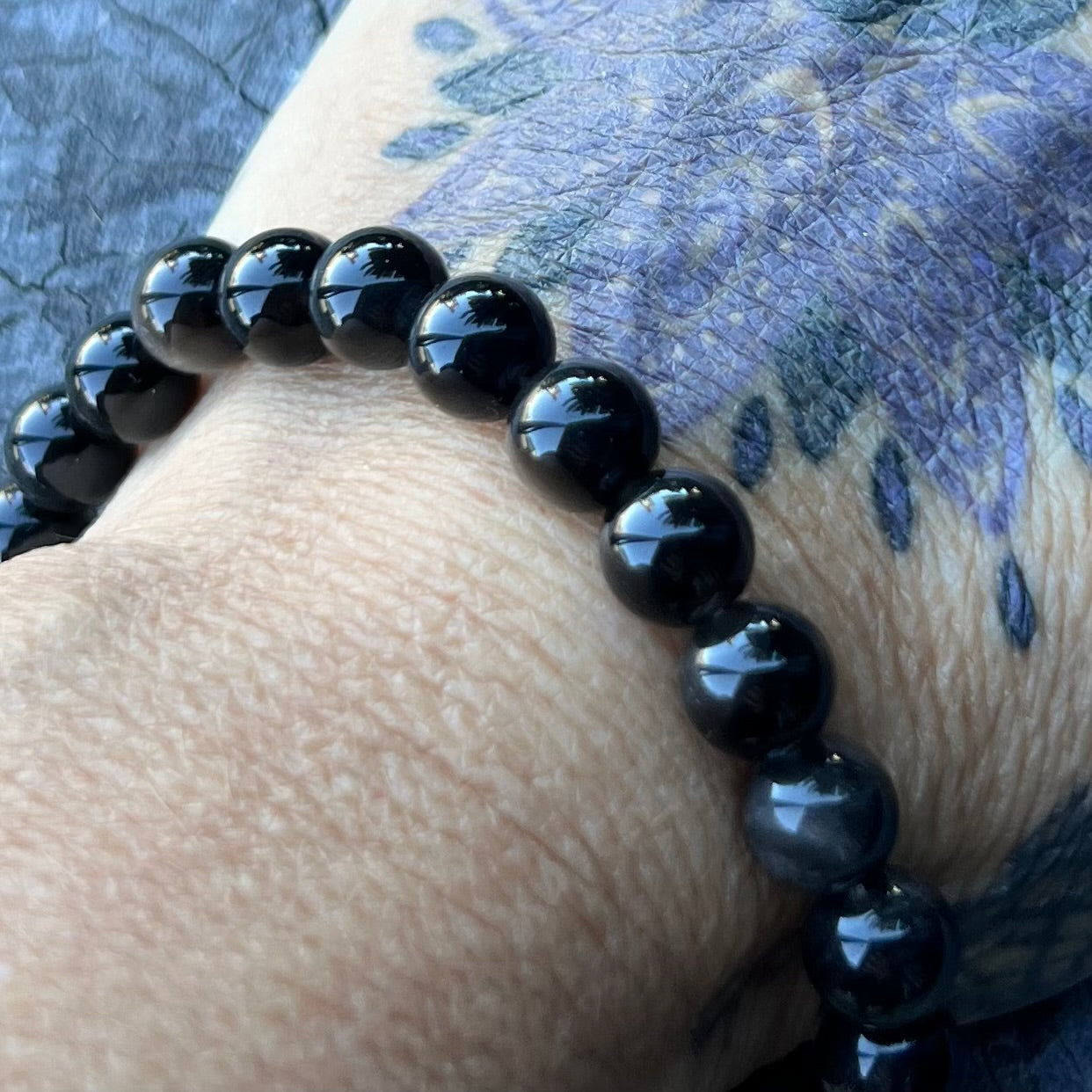Silver Sheen Obsidian Beaded Bracelet