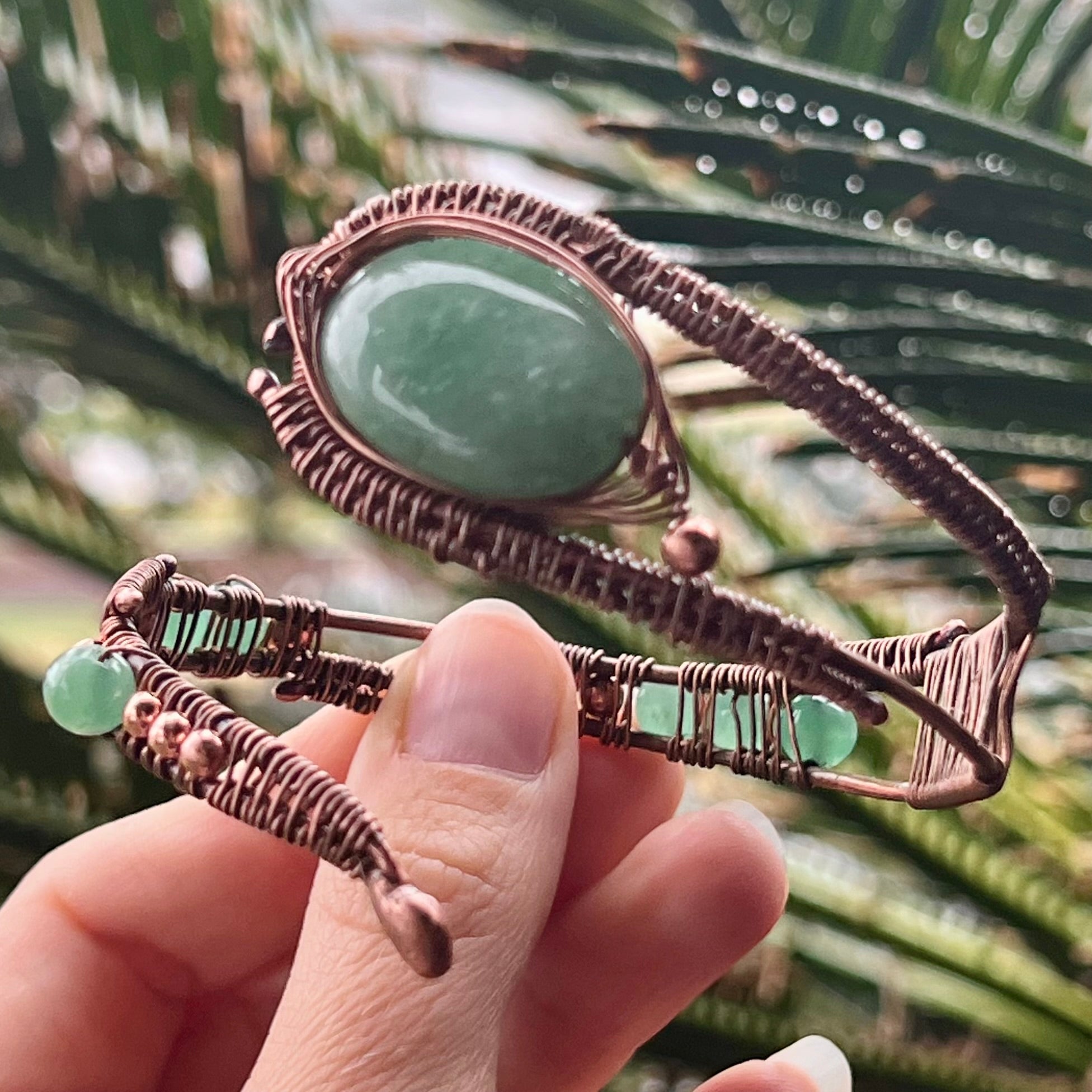 Muse Forged ~ Artesian Green Aventurine Adjustable Cuff Bracelet
