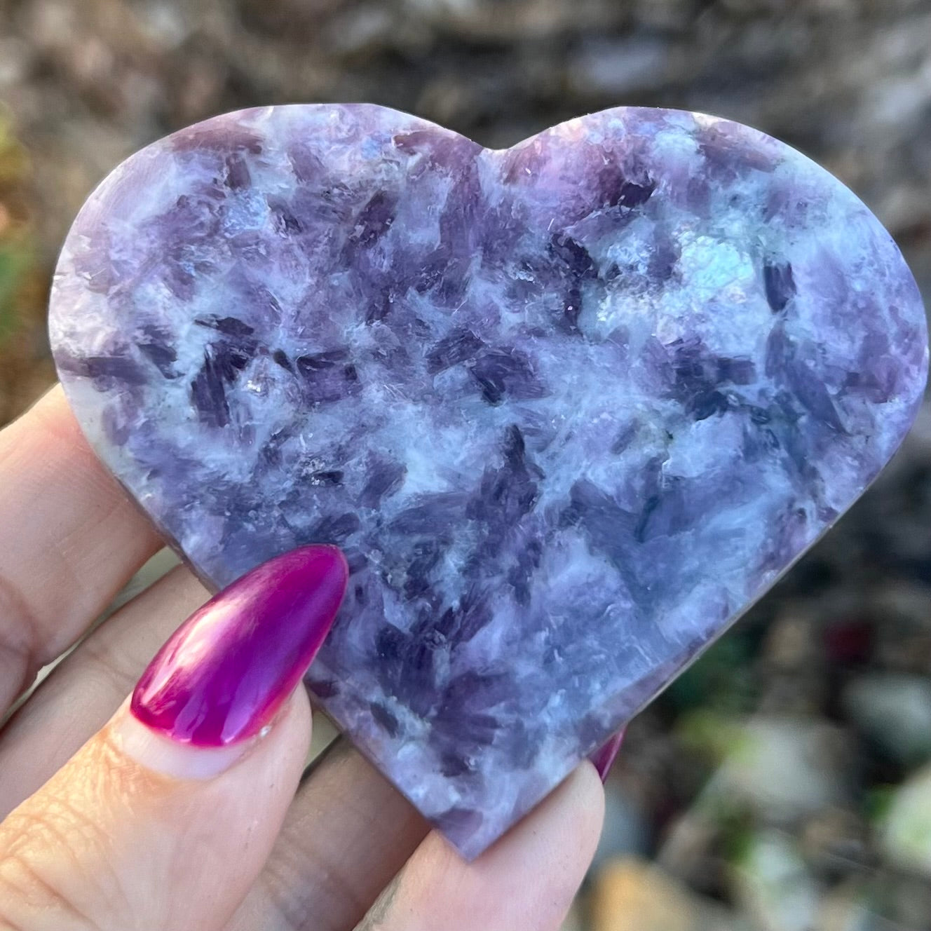 Lepidolite Heart Carving