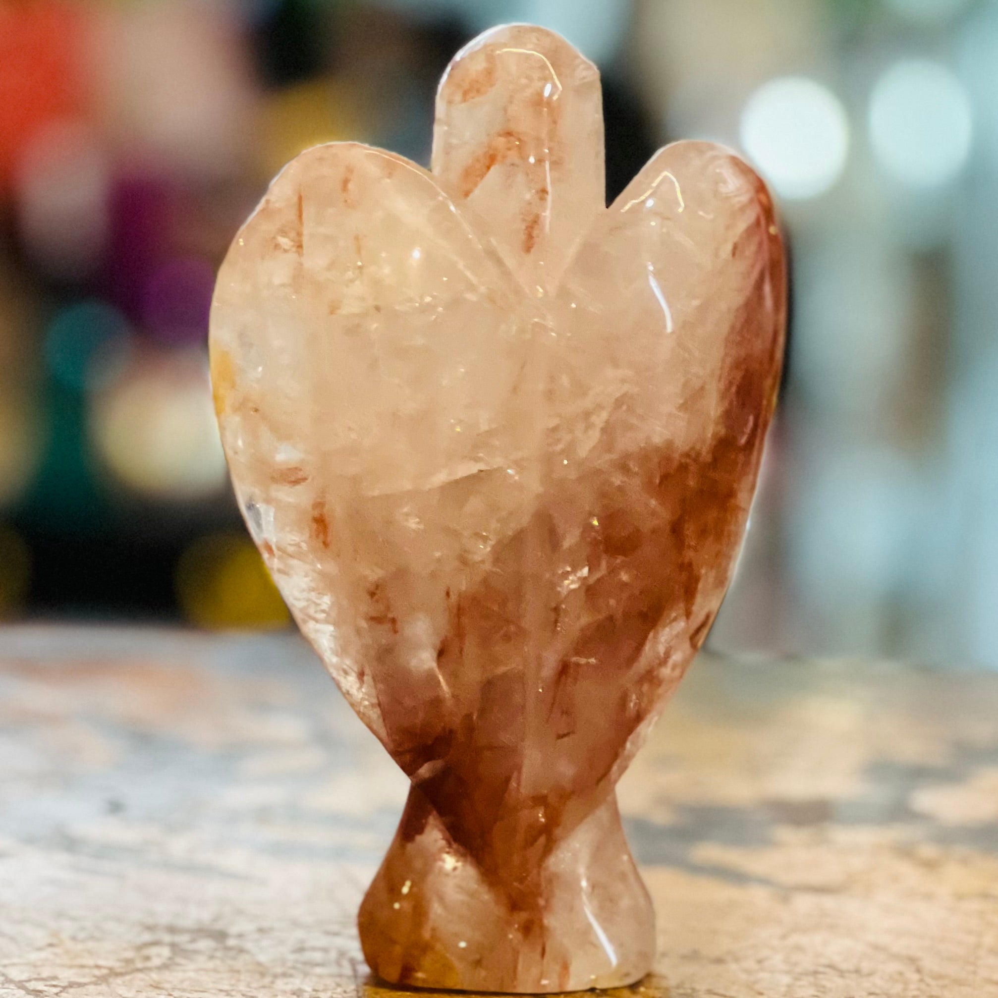 Fire Quartz Large Angel Carving