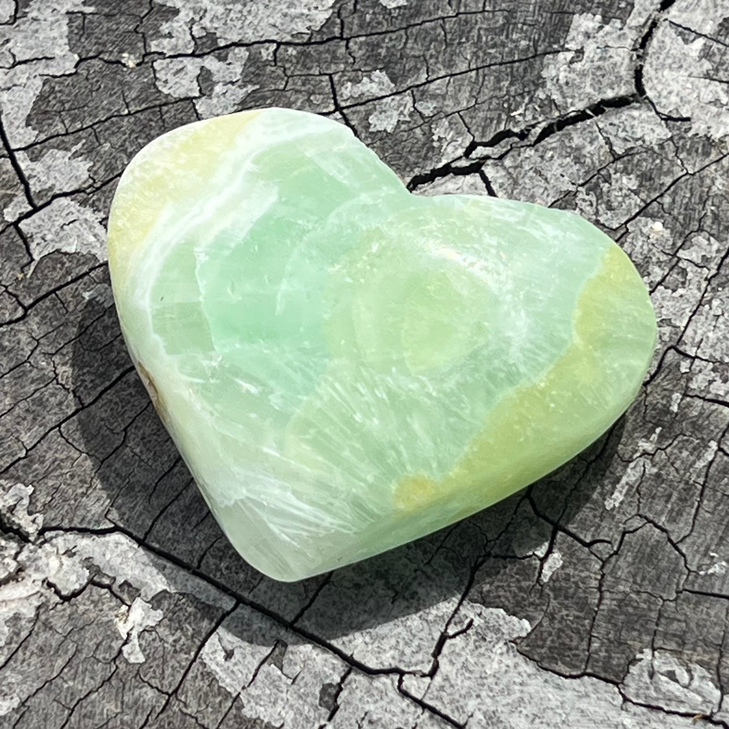 Heart Carving - Pistachio Calcite